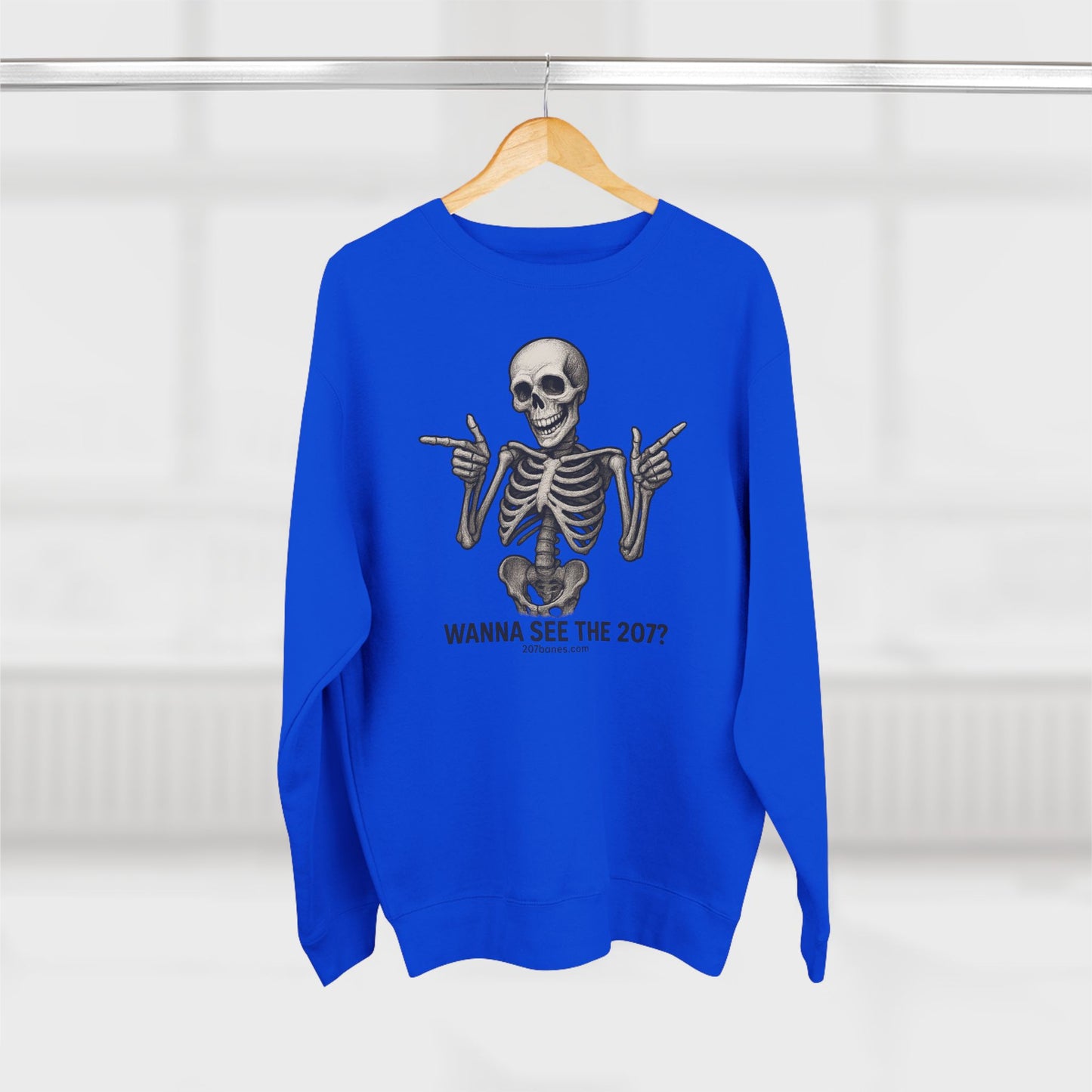 Skeleton Crewneck Sweatshirt - Wanna See the 207? Casual Halloween Apparel, Unisex Sweatshirt, Cozy Layering Piece, Funny Gift Idea, [...]