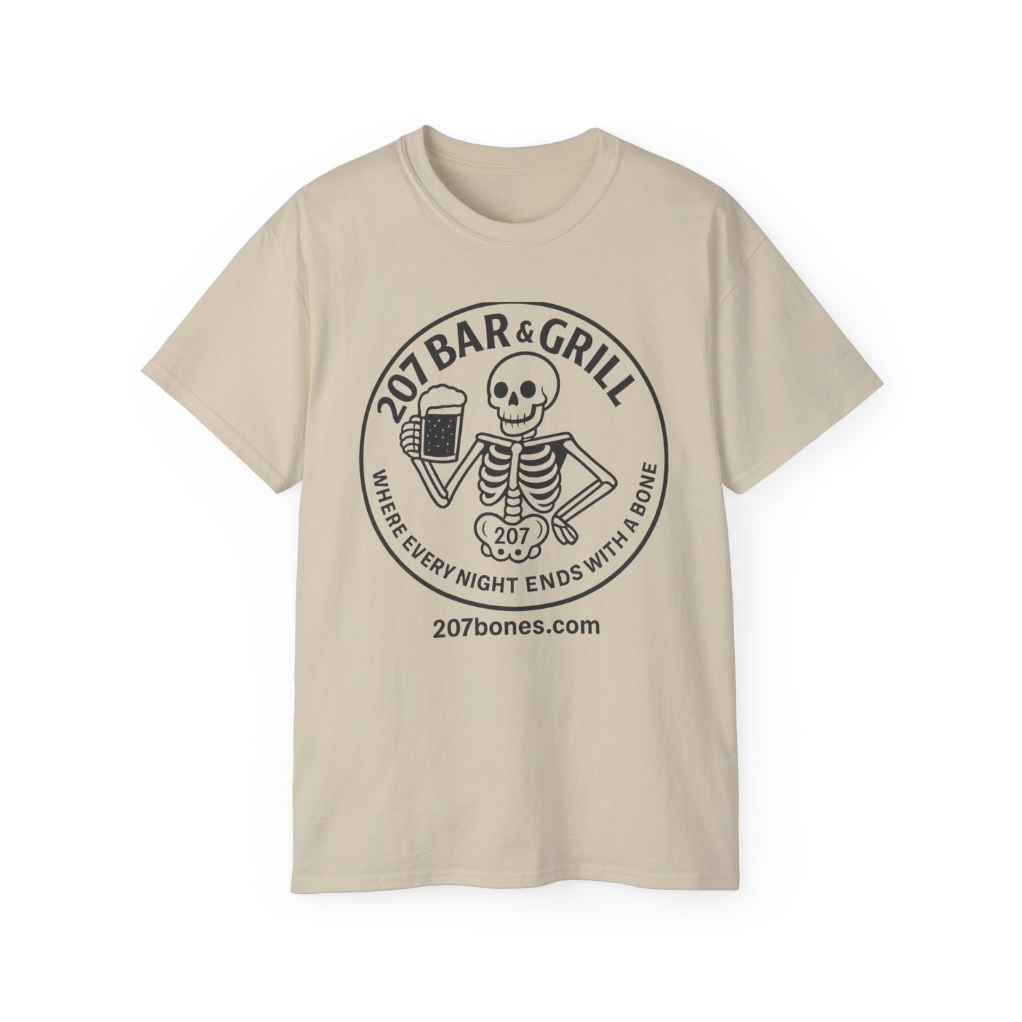 Skeleton Bar & Grill Tee, Fun Unisex Cotton T-Shirt for Halloween, Party Wear, Gift Idea, Casual Outfit