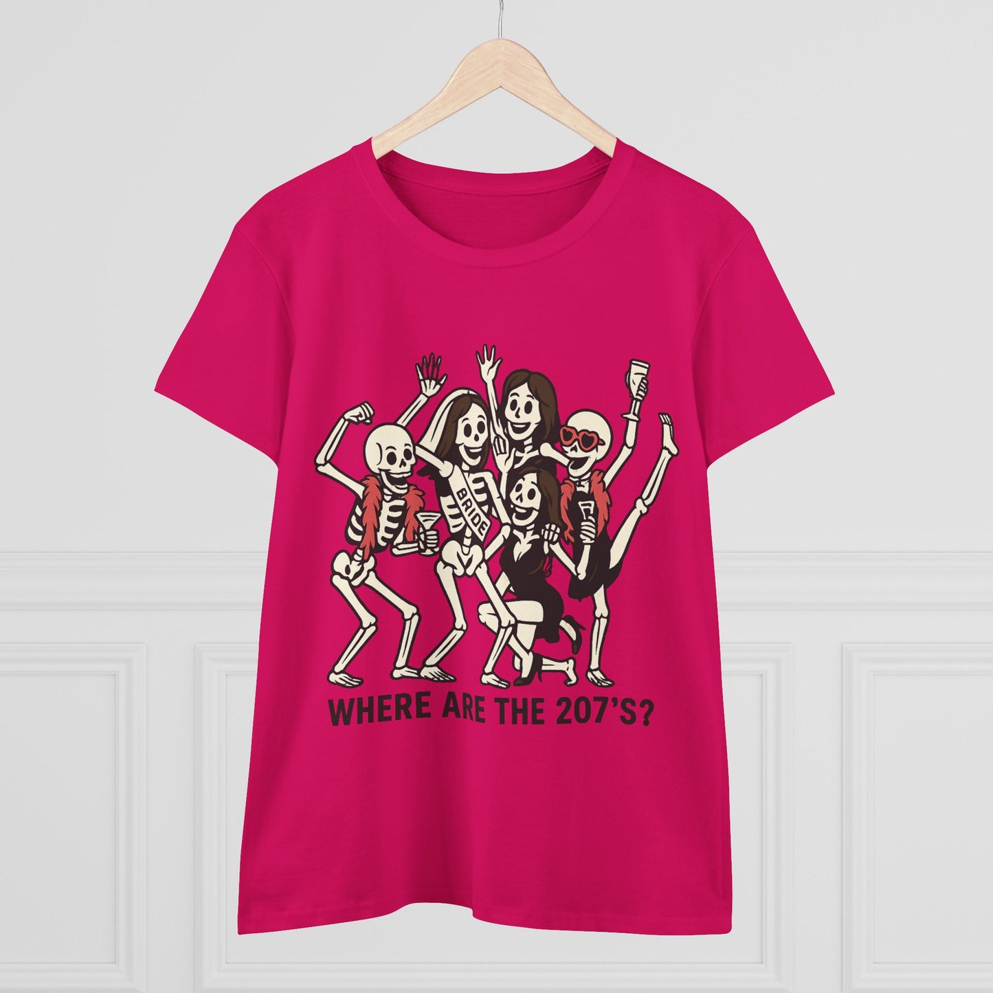 Skeleton Party Women's Tee - Spooky Fun T-Shirt for Halloween, Casual Wear, Gift for Friends, Party Outfit, 207'S Theme