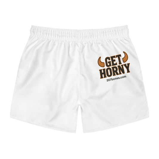 Trendy Swim Trunks with Fun 'Get Horny' Design | Ideal for Beach Days, Pool Parties, Summer Vacations, Gift for Beach Lovers, Swimwear
