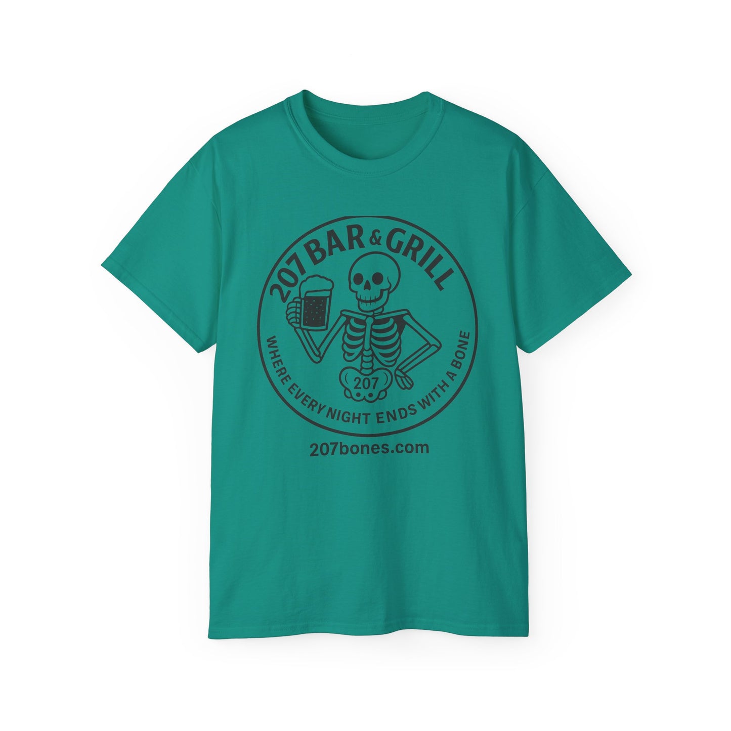 Skeleton Bar & Grill Tee, Fun Unisex Cotton T-Shirt for Halloween, Party Wear, Gift Idea, Casual Outfit