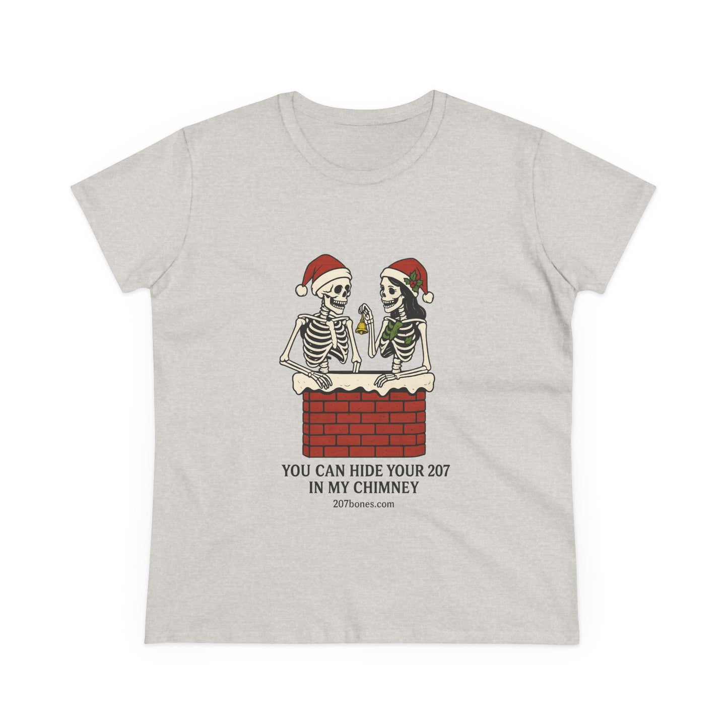 Funny Skeleton Christmas Tee, Holiday Graphic Shirt, Skeleton Shirt, Women's Christmas Top, Quirky Festive Apparel