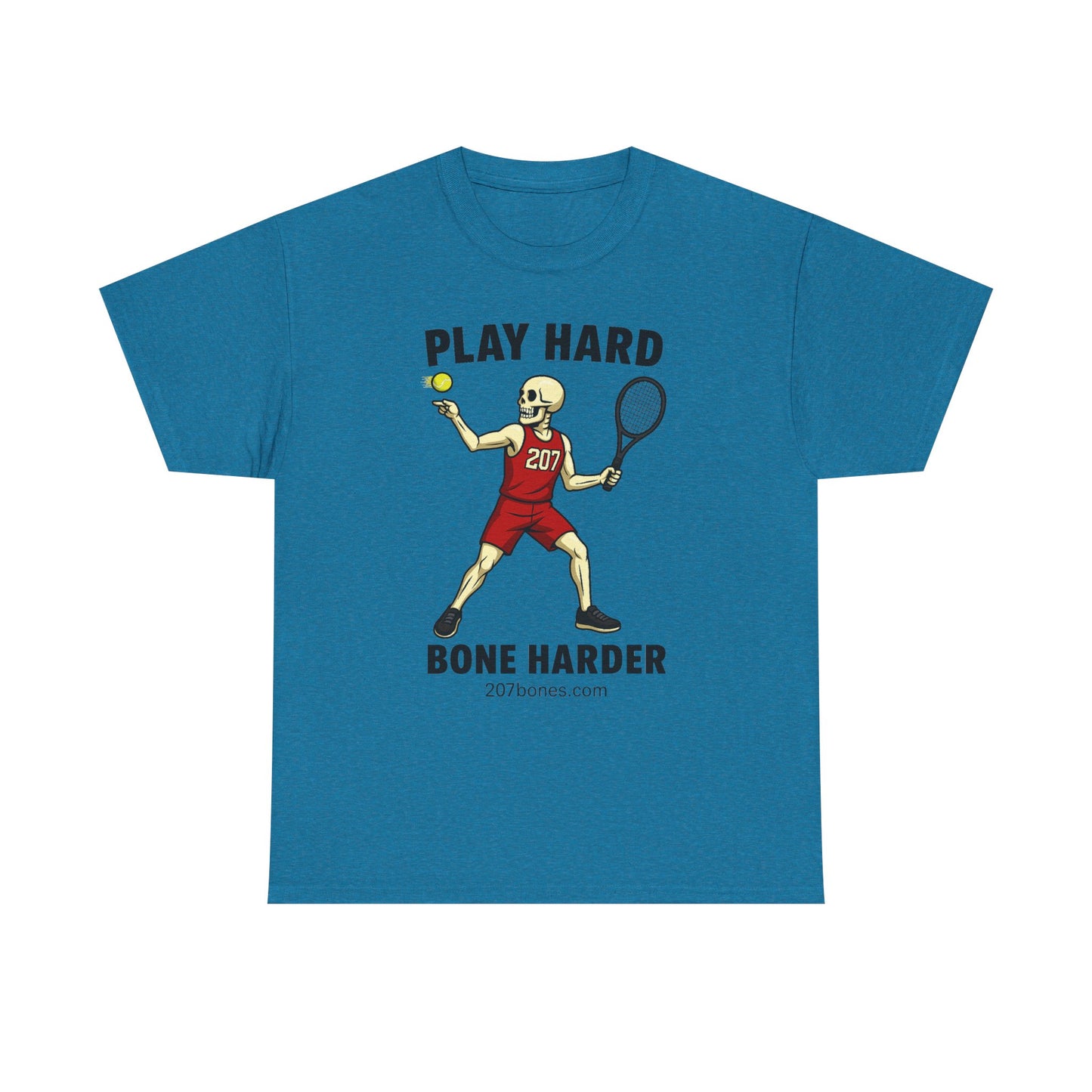 Play Hard Bone Harder Unisex Heavy Cotton Tee, Funny Sports Tee, Playful Gift for Athletes, Summer Casual Wear, Unique Workout Shirt