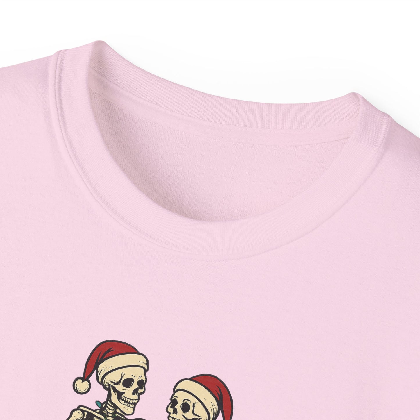 Holiday Skeleton T-Shirt, Funny Christmas Gift, Unisex Tee, Skeleton Lovers Apparel, Party Outfit, Quirky Holiday Top