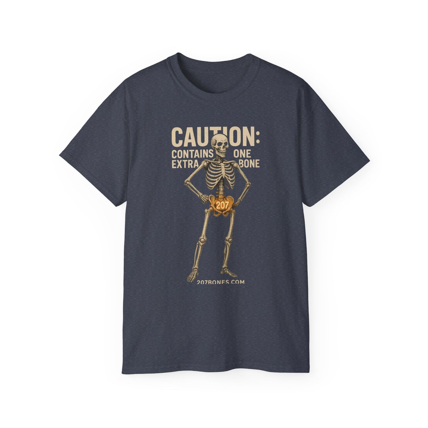 Caution Extra Bone Skeleton Tee, Funny Halloween Shirt, Unisex Spooky T-Shirt, Gift for Bone Lovers, Unique Skull Graphic Tee