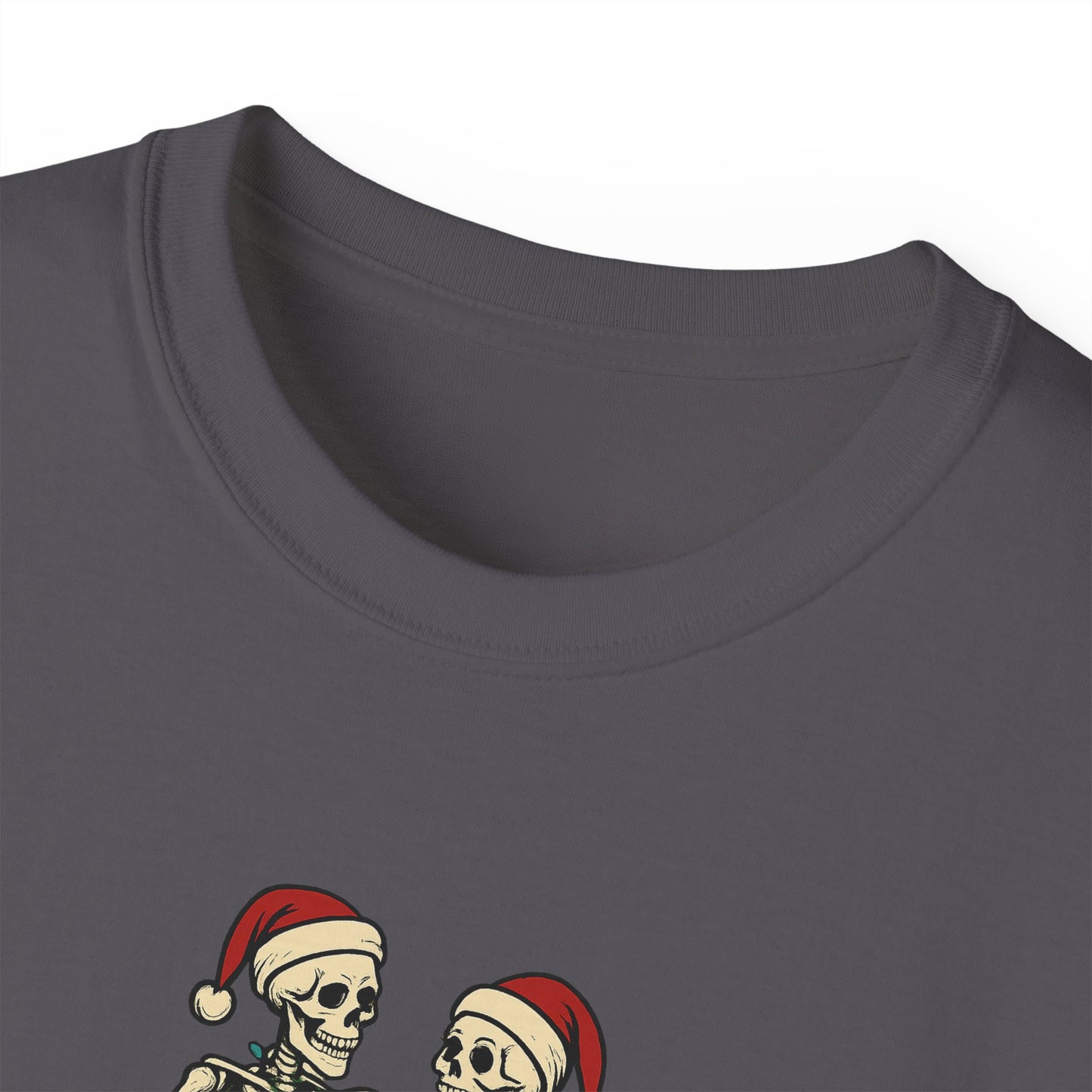 Holiday Skeleton T-Shirt, Funny Christmas Gift, Unisex Tee, Skeleton Lovers Apparel, Party Outfit, Quirky Holiday Top