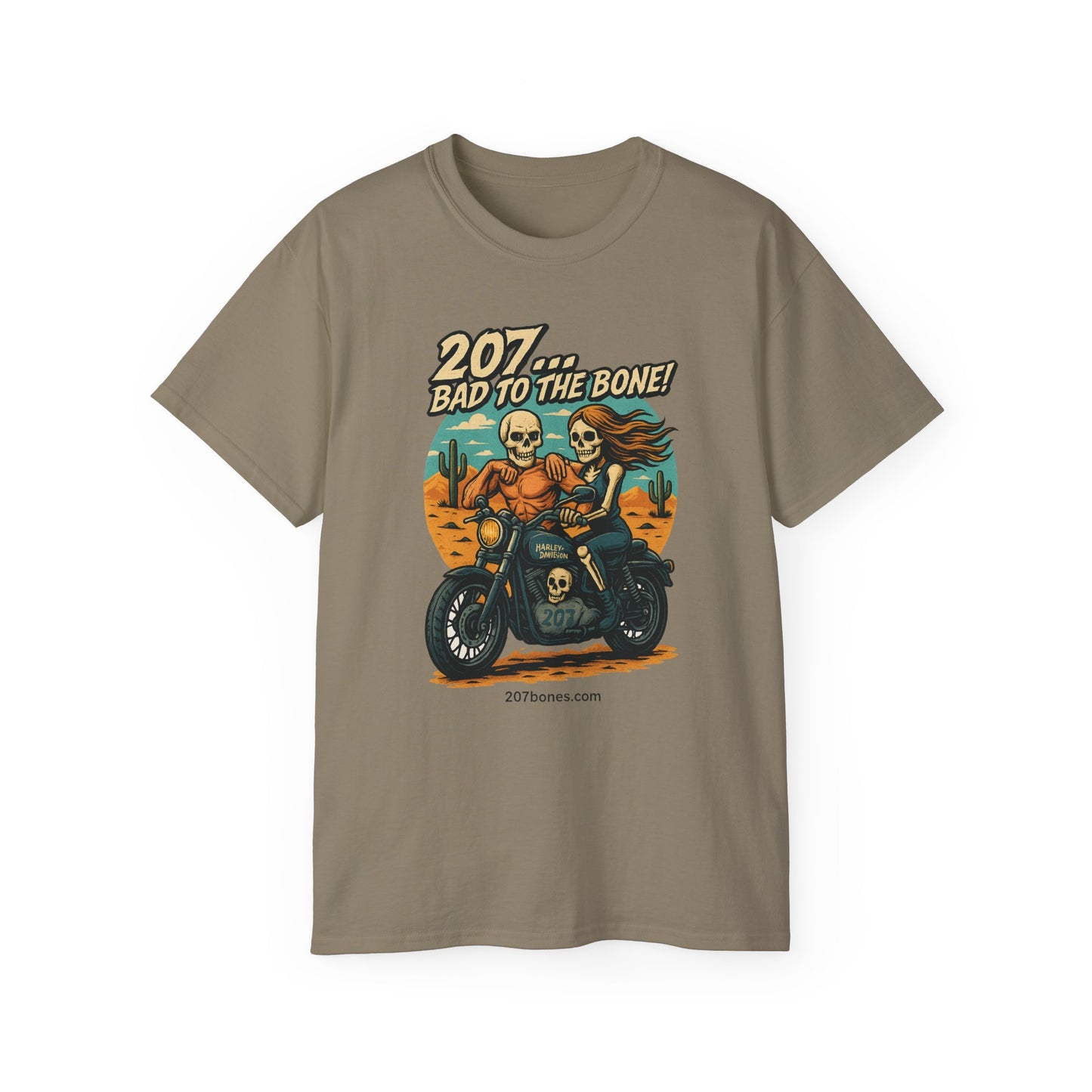 Bad to the Bone Unisex Cotton Tee, Vintage Motorcycle Shirt, Biker Gift, Skull Art Tee, Casual Wear, Unisex Graphic T-Shirt