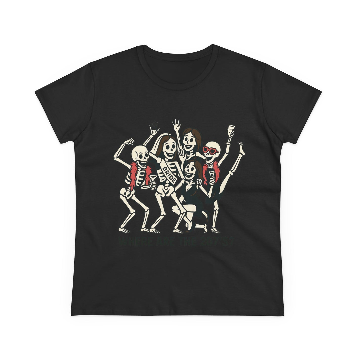 Skeleton Party Women's Tee - Spooky Fun T-Shirt for Halloween, Casual Wear, Gift for Friends, Party Outfit, 207'S Theme