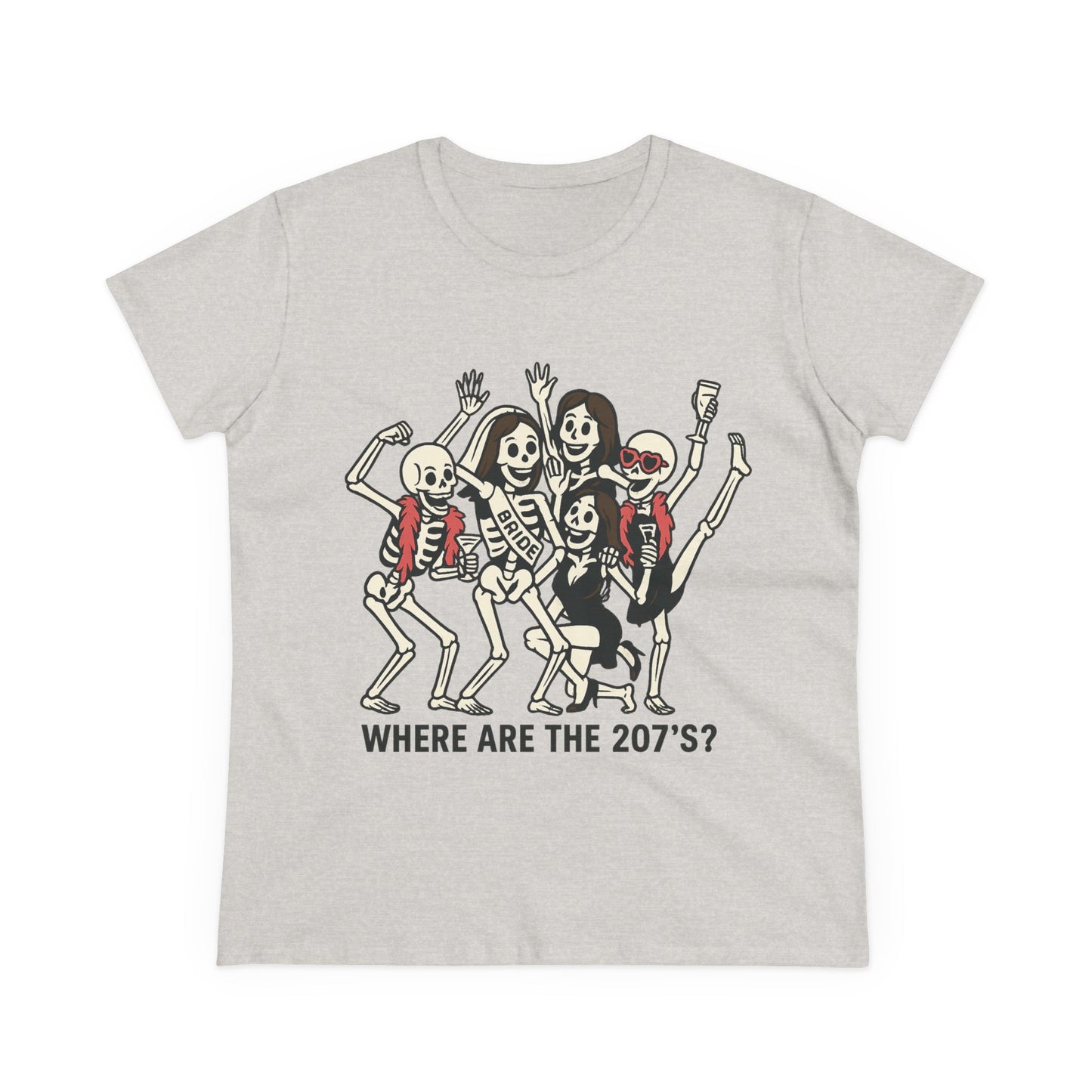 Skeleton Party Women's Tee - Spooky Fun T-Shirt for Halloween, Casual Wear, Gift for Friends, Party Outfit, 207'S Theme
