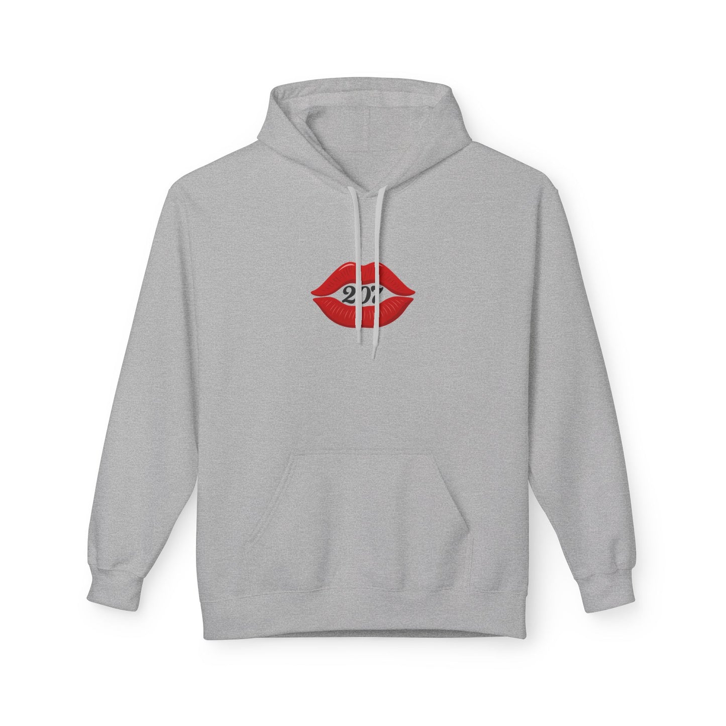 Kiss & Skull Graphic Fleece Hoodie - Trendy Unisex Sweatshirt for Casual Wear, Halloween, Party, Street Style, Gifts