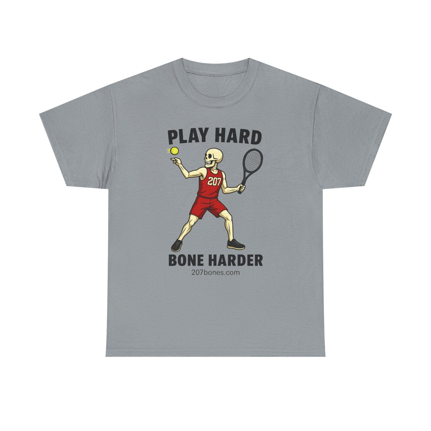 Play Hard Bone Harder Unisex Heavy Cotton Tee, Funny Sports Tee, Playful Gift for Athletes, Summer Casual Wear, Unique Workout Shirt