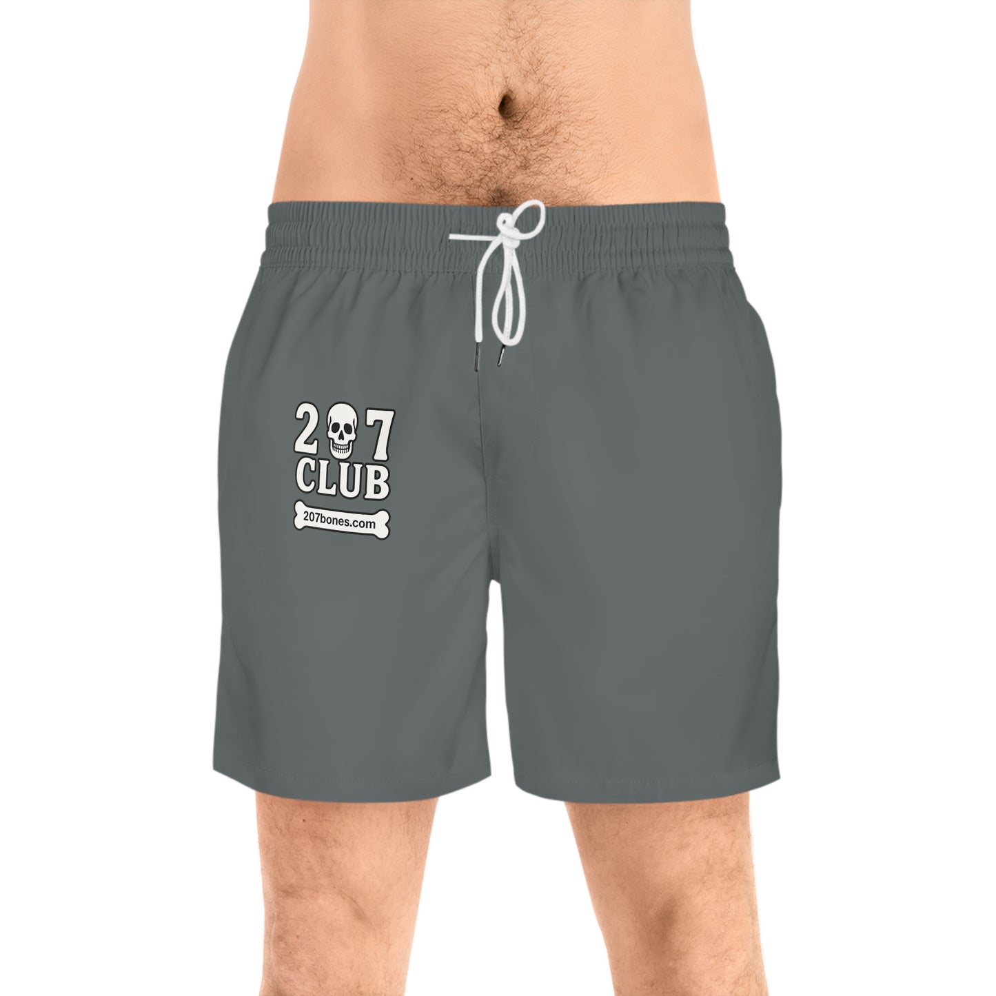 Men's AOP Swim Shorts - Beach Ready 207 Club Design | Stylish Summer Swimwear, Pool Party Attire, Vacation Essentials, Gift for Him