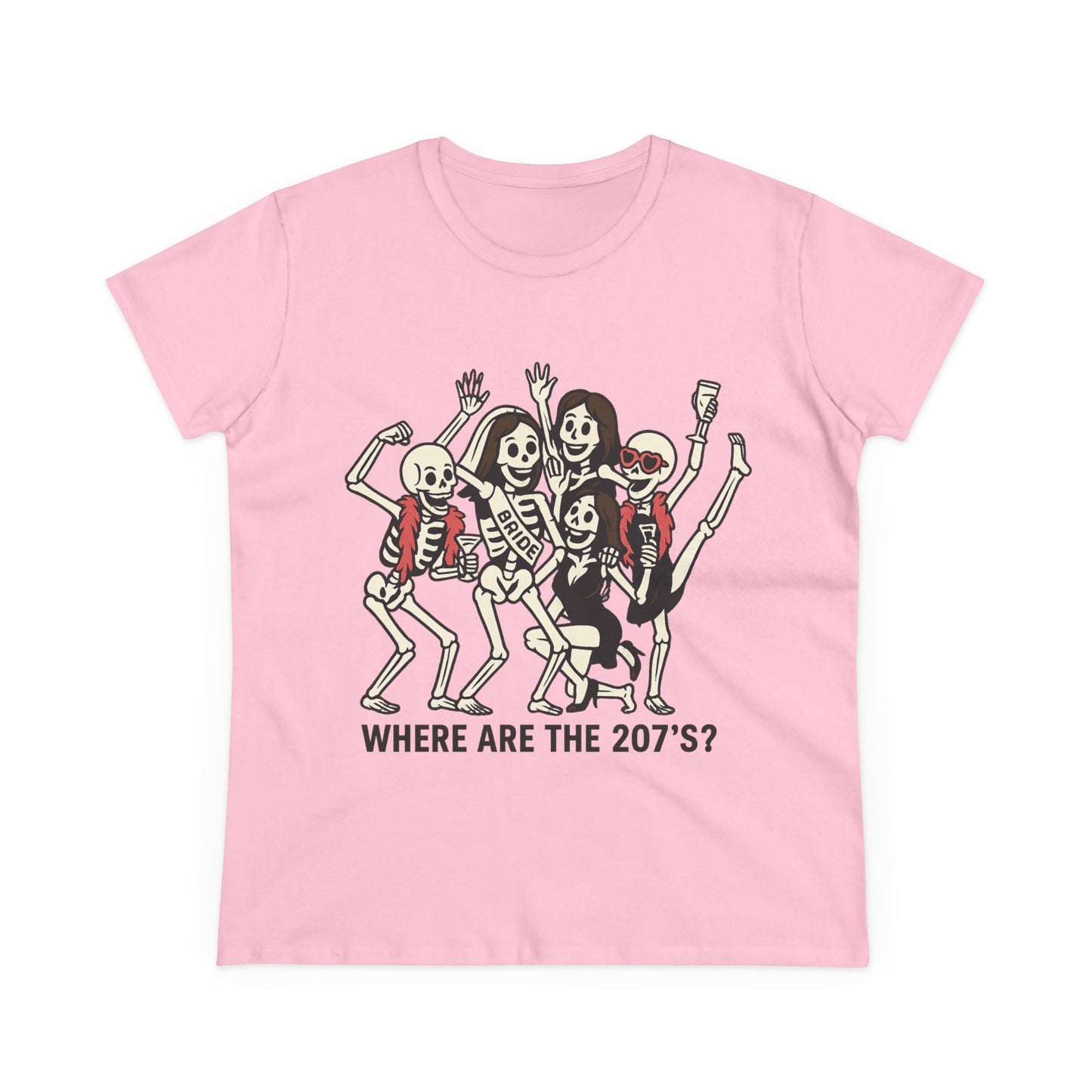 Skeleton Party Women's Tee - Spooky Fun T-Shirt for Halloween, Casual Wear, Gift for Friends, Party Outfit, 207'S Theme
