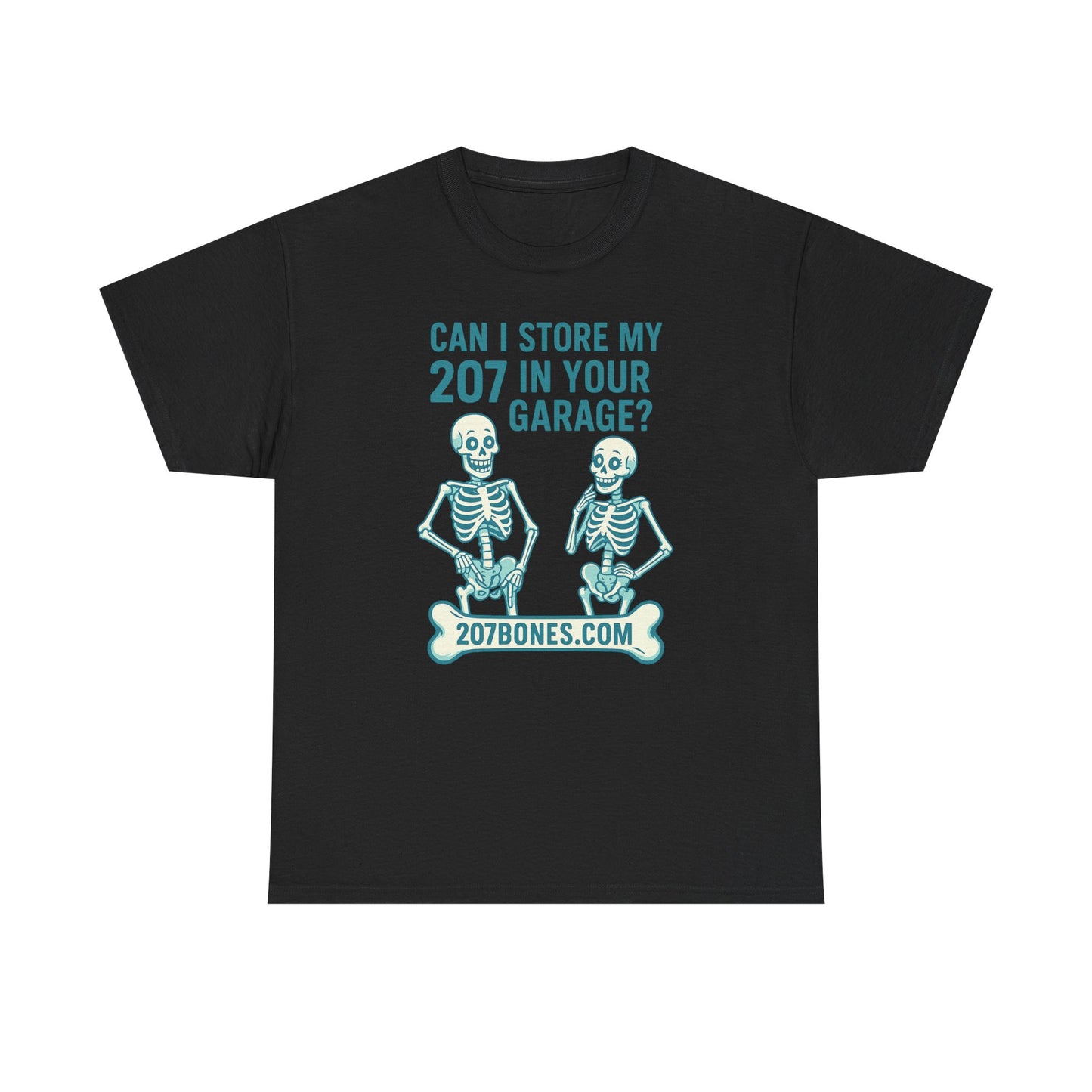 Funny Skeleton Tee, Unisex Heavy Cotton T-Shirt, Humor Shirt, Halloween Costume, Gift for Friends, 207 Bones Garage Design