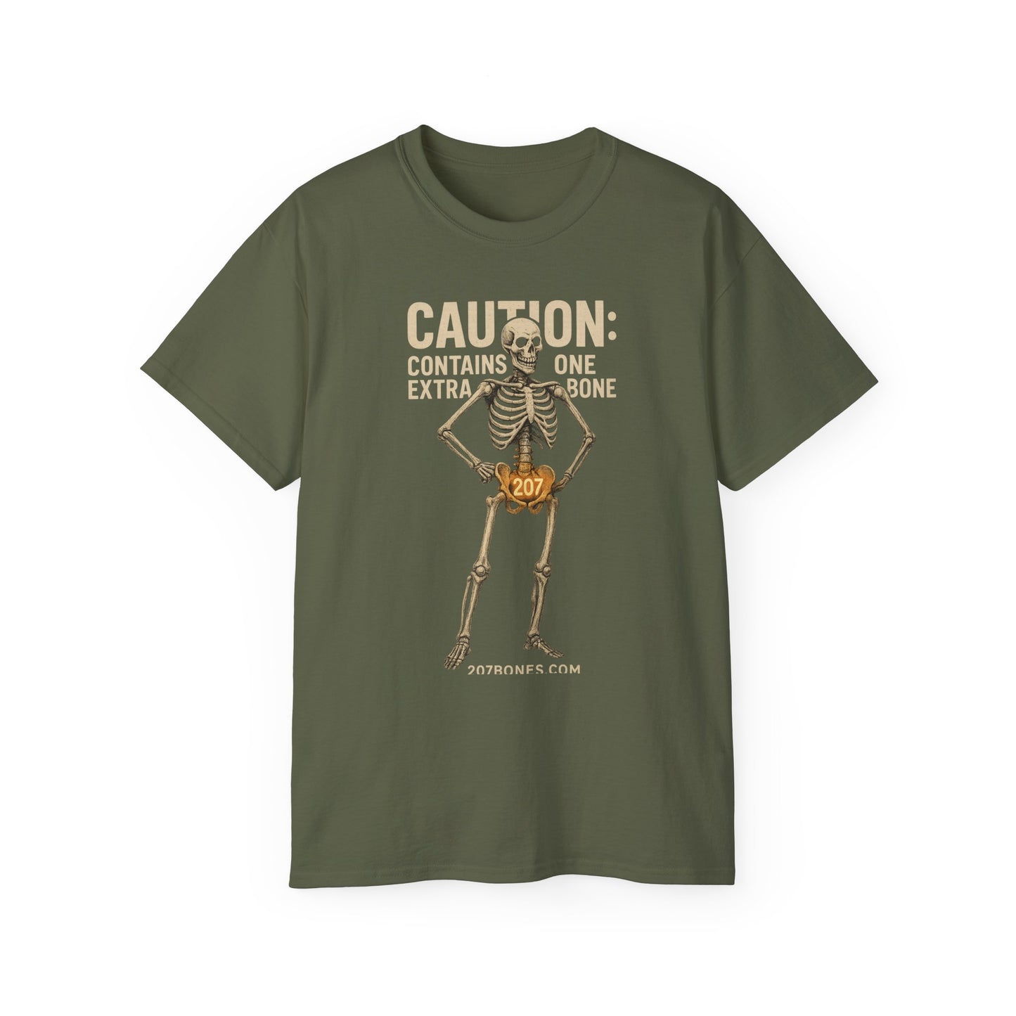 Caution Extra Bone Skeleton Tee, Funny Halloween Shirt, Unisex Spooky T-Shirt, Gift for Bone Lovers, Unique Skull Graphic Tee