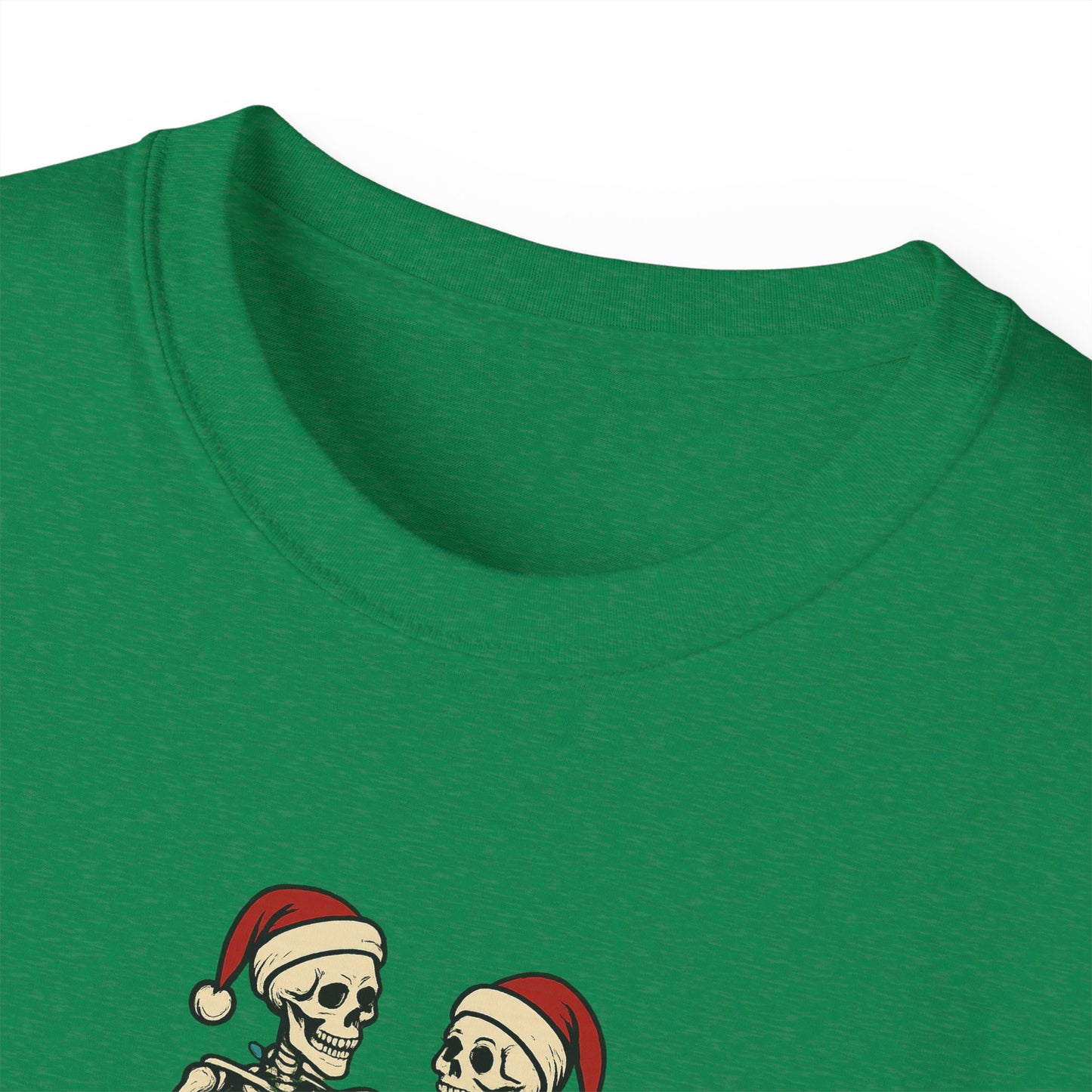 Holiday Skeleton T-Shirt, Funny Christmas Gift, Unisex Tee, Skeleton Lovers Apparel, Party Outfit, Quirky Holiday Top