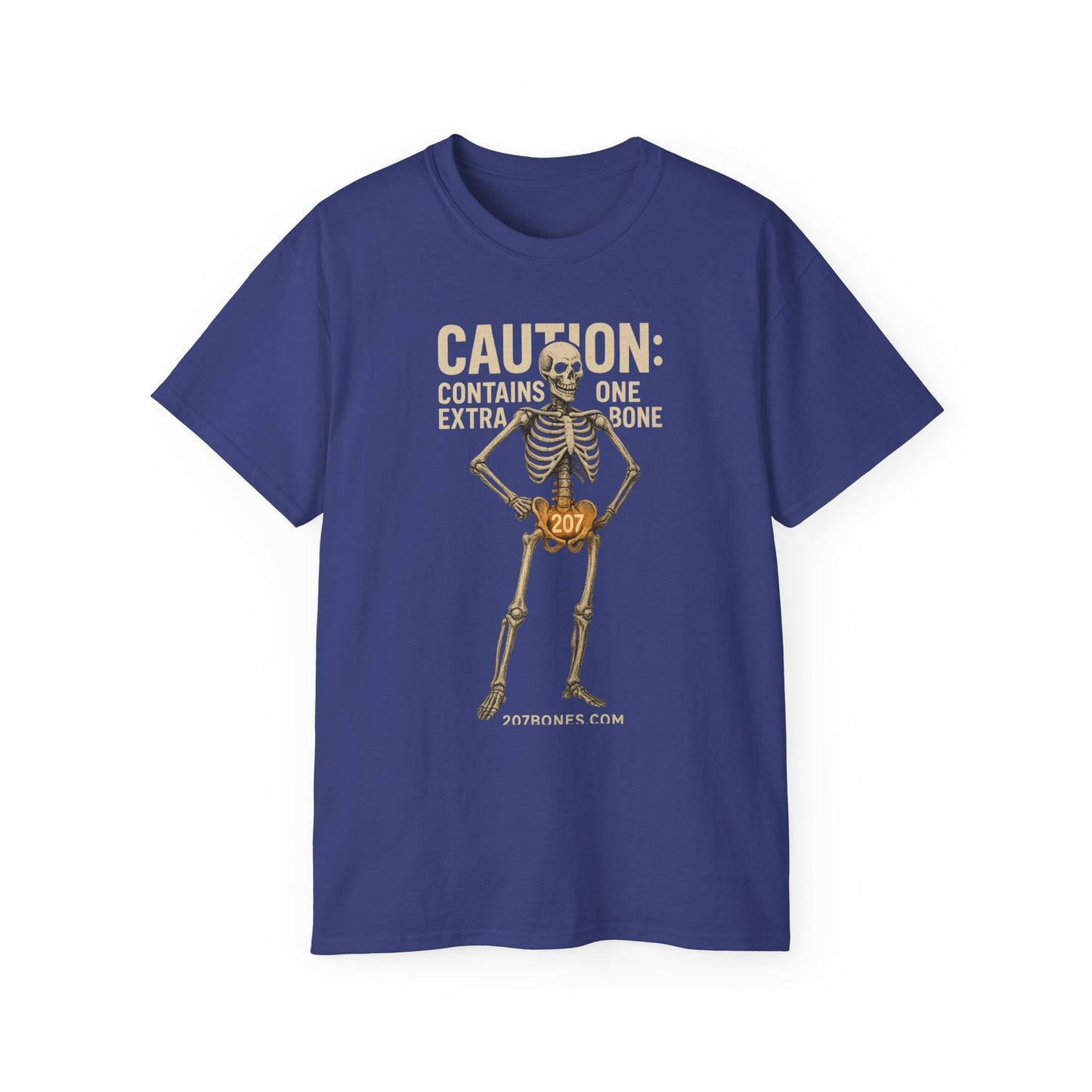 Caution Extra Bone Skeleton Tee, Funny Halloween Shirt, Unisex Spooky T-Shirt, Gift for Bone Lovers, Unique Skull Graphic Tee