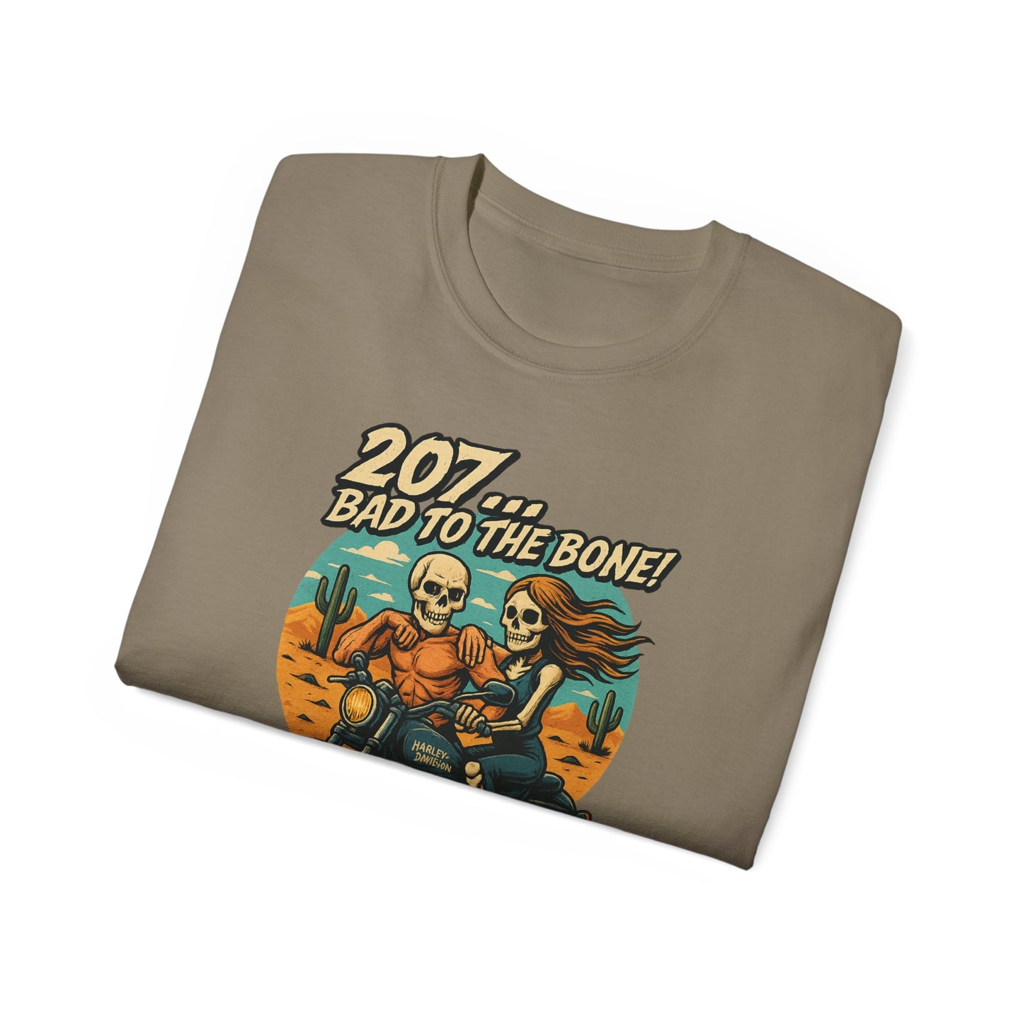 Bad to the Bone Unisex Cotton Tee, Vintage Motorcycle Shirt, Biker Gift, Skull Art Tee, Casual Wear, Unisex Graphic T-Shirt