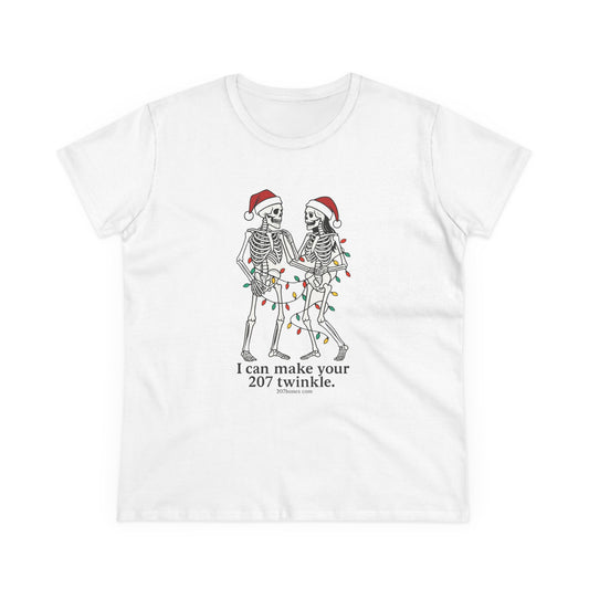 Cute Skeleton Christmas Tee, Funny Holiday Shirt, Gift for Halloween Lovers, Festive Everyday Wear, Unique Seasonal Apparel