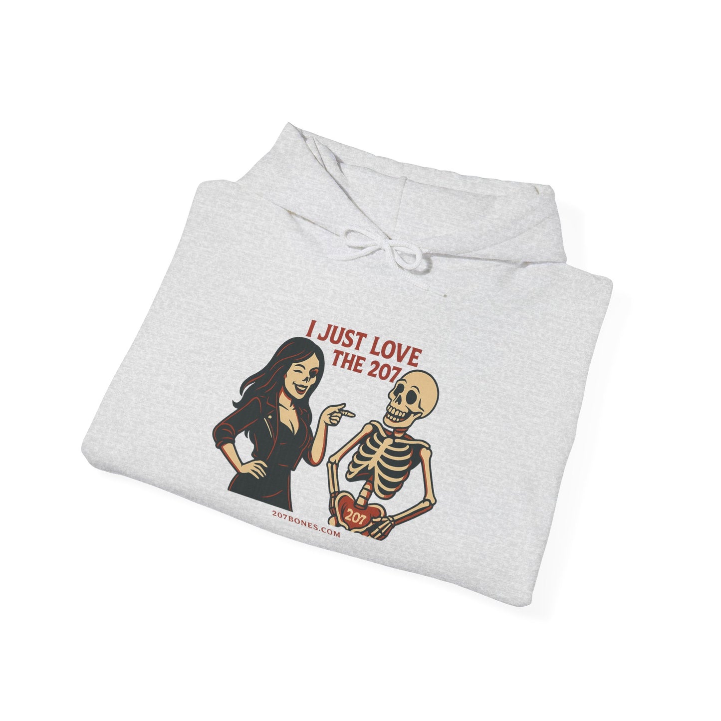 Skeleton Love Hoodie for Halloween, Cozy Unisex Sweatshirt, Fun October Fashion, Perfect Gift for Spooky Season, Trendy Fall Apparel