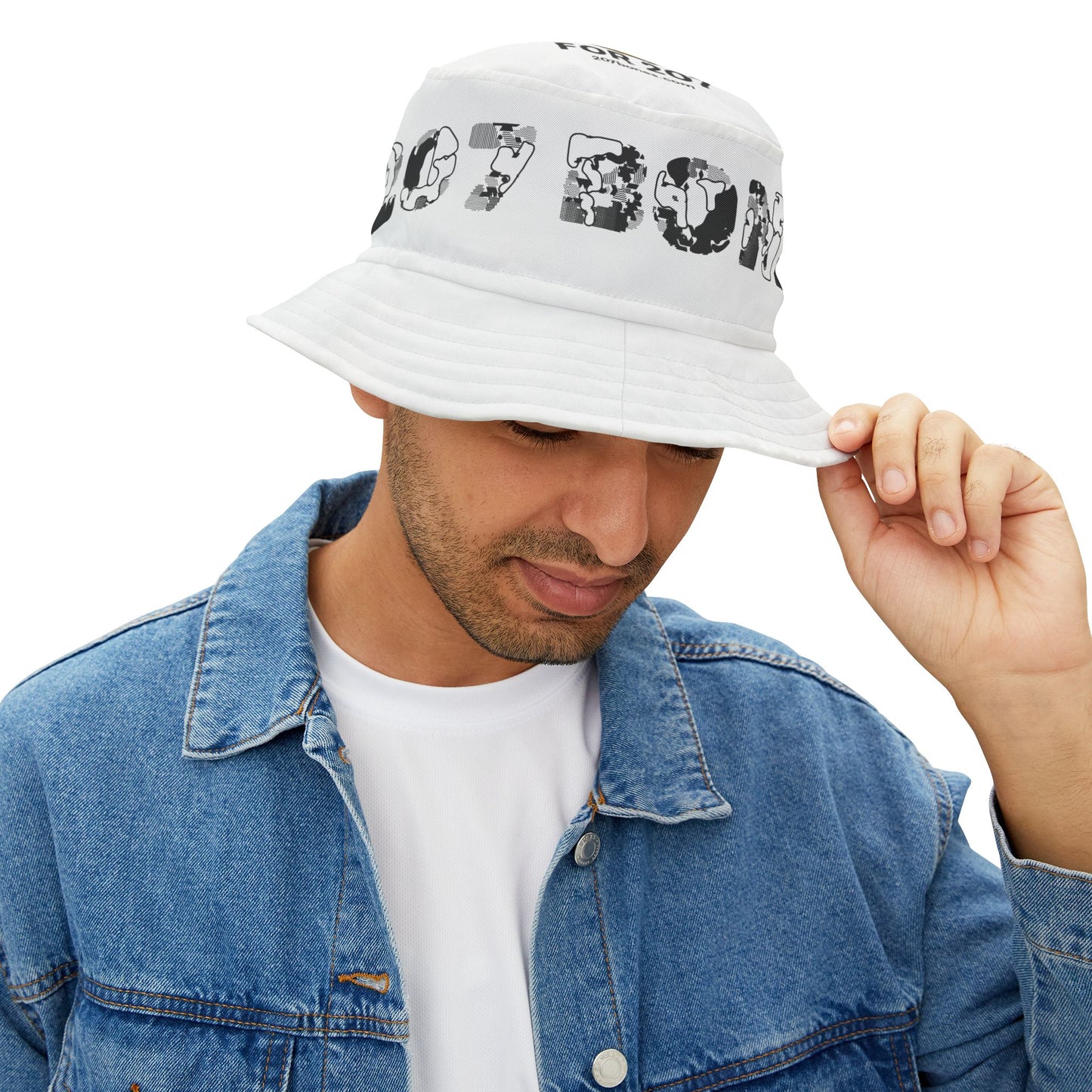 Stylish Bucket Hat, Beach Hat, Unisex Hat with print on front and top