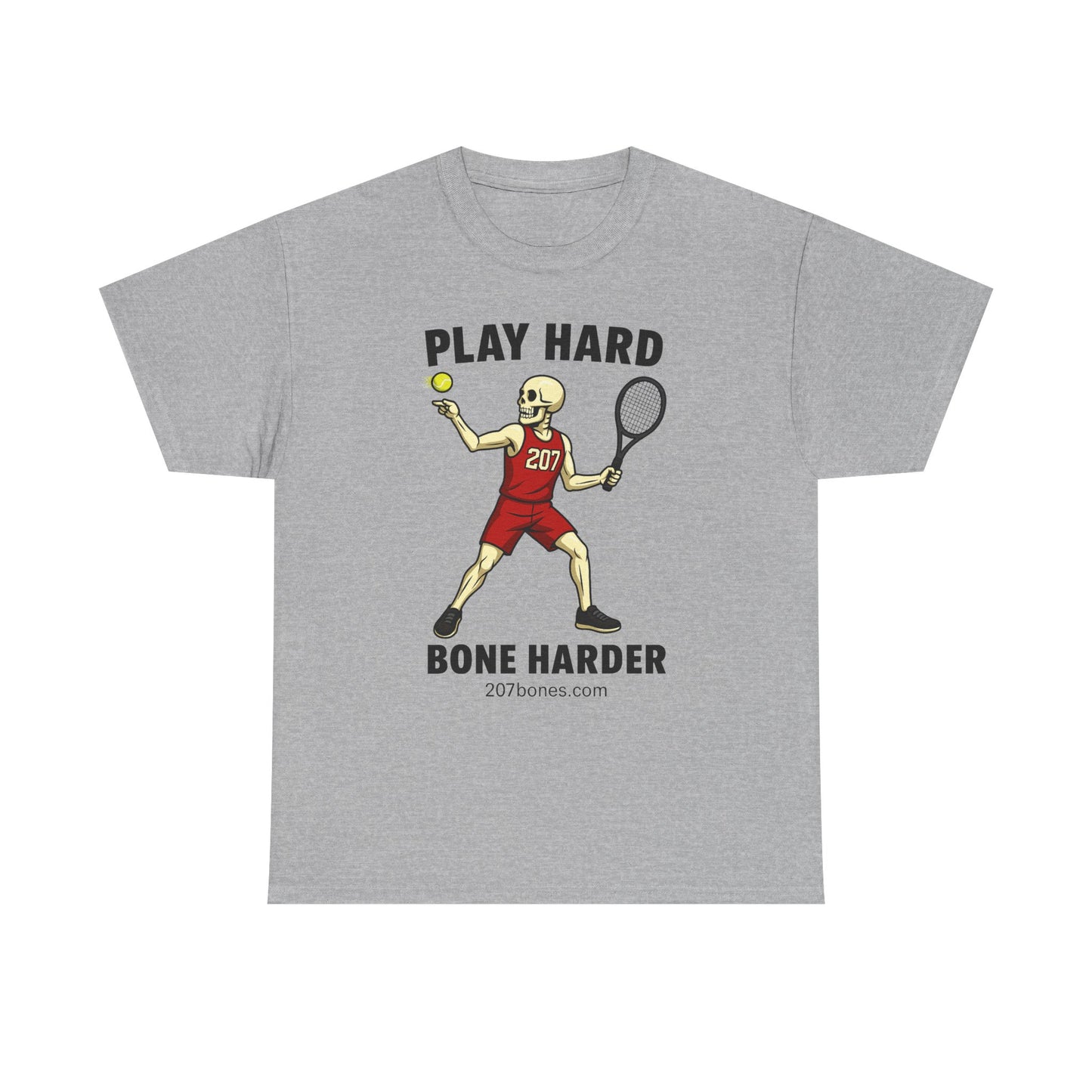 Play Hard Bone Harder Unisex Heavy Cotton Tee, Funny Sports Tee, Playful Gift for Athletes, Summer Casual Wear, Unique Workout Shirt