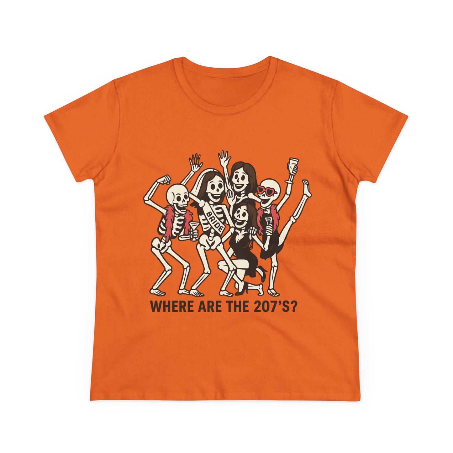 Skeleton Party Women's Tee - Spooky Fun T-Shirt for Halloween, Casual Wear, Gift for Friends, Party Outfit, 207'S Theme