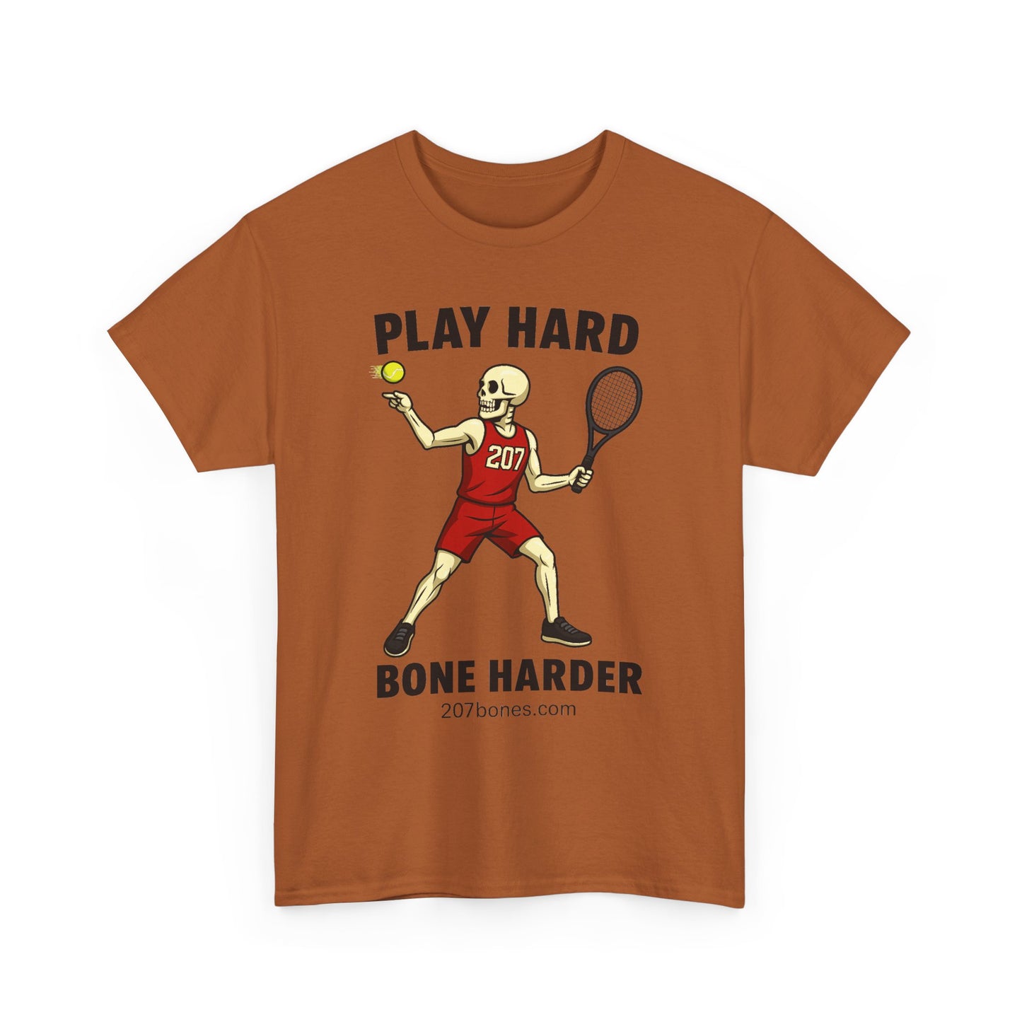 Play Hard Bone Harder Unisex Heavy Cotton Tee, Funny Sports Tee, Playful Gift for Athletes, Summer Casual Wear, Unique Workout Shirt