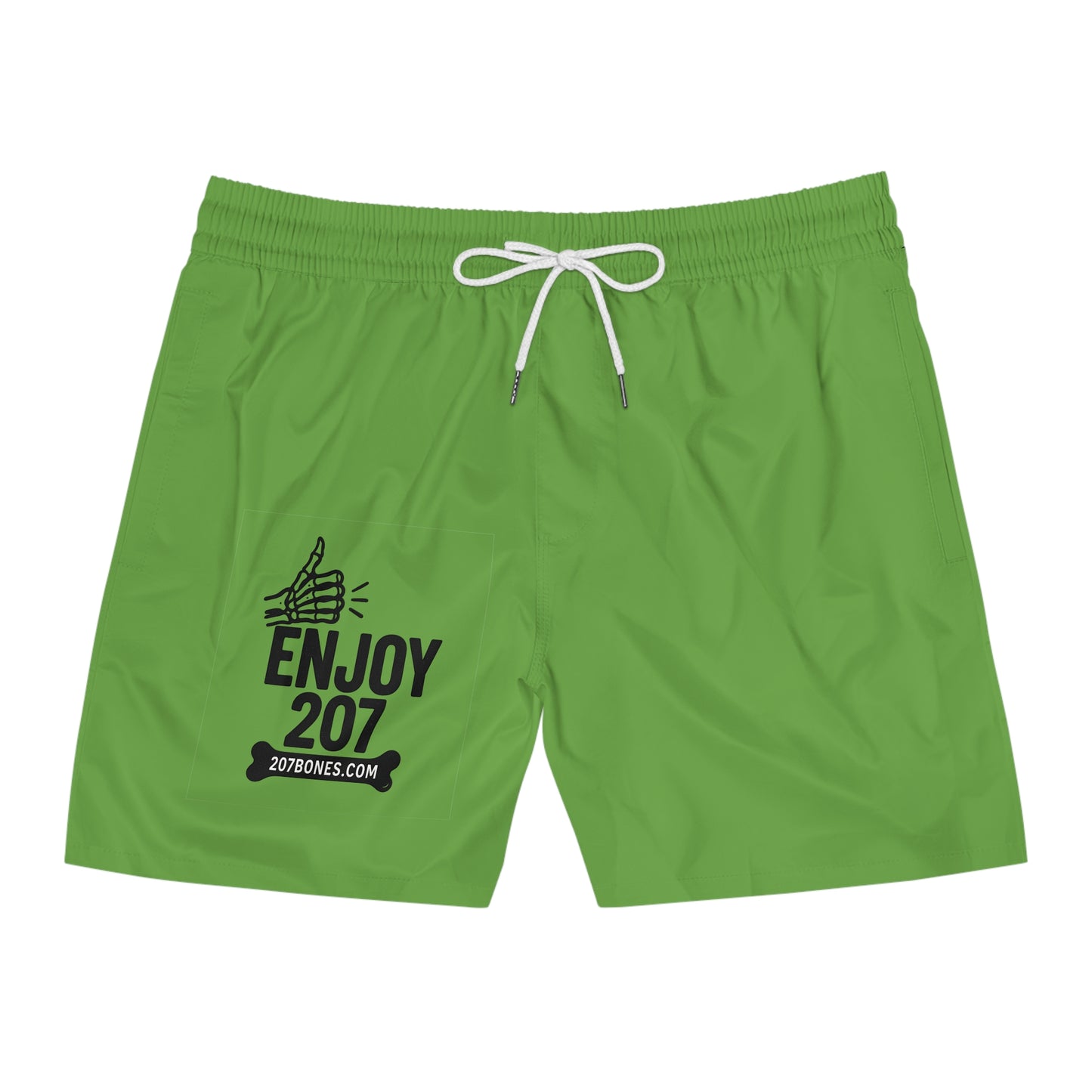 Men's Swim Shorts with Fun 'Enjoy 207' Design, Summer Beachwear, Vacation Essentials, Pool Party Style, Surf and Sea Ready