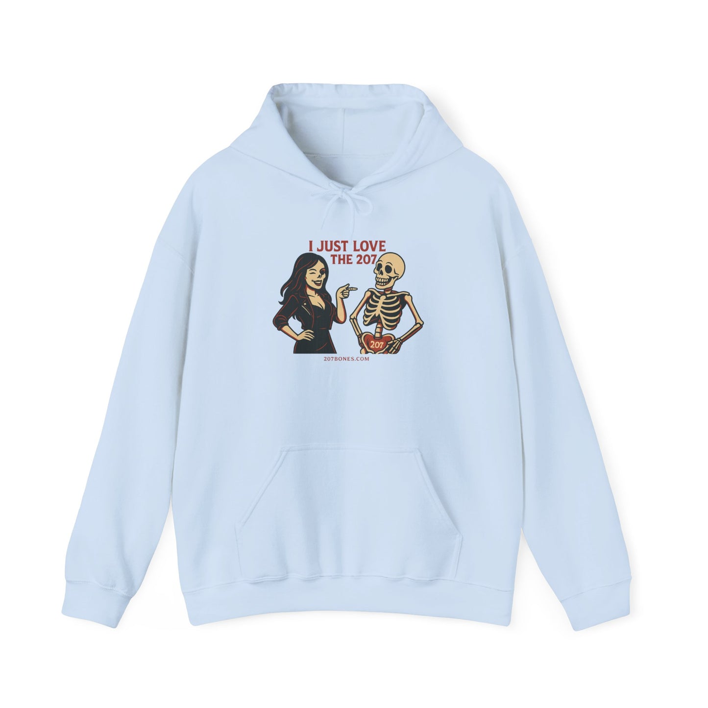 Skeleton Love Hoodie for Halloween, Cozy Unisex Sweatshirt, Fun October Fashion, Perfect Gift for Spooky Season, Trendy Fall Apparel