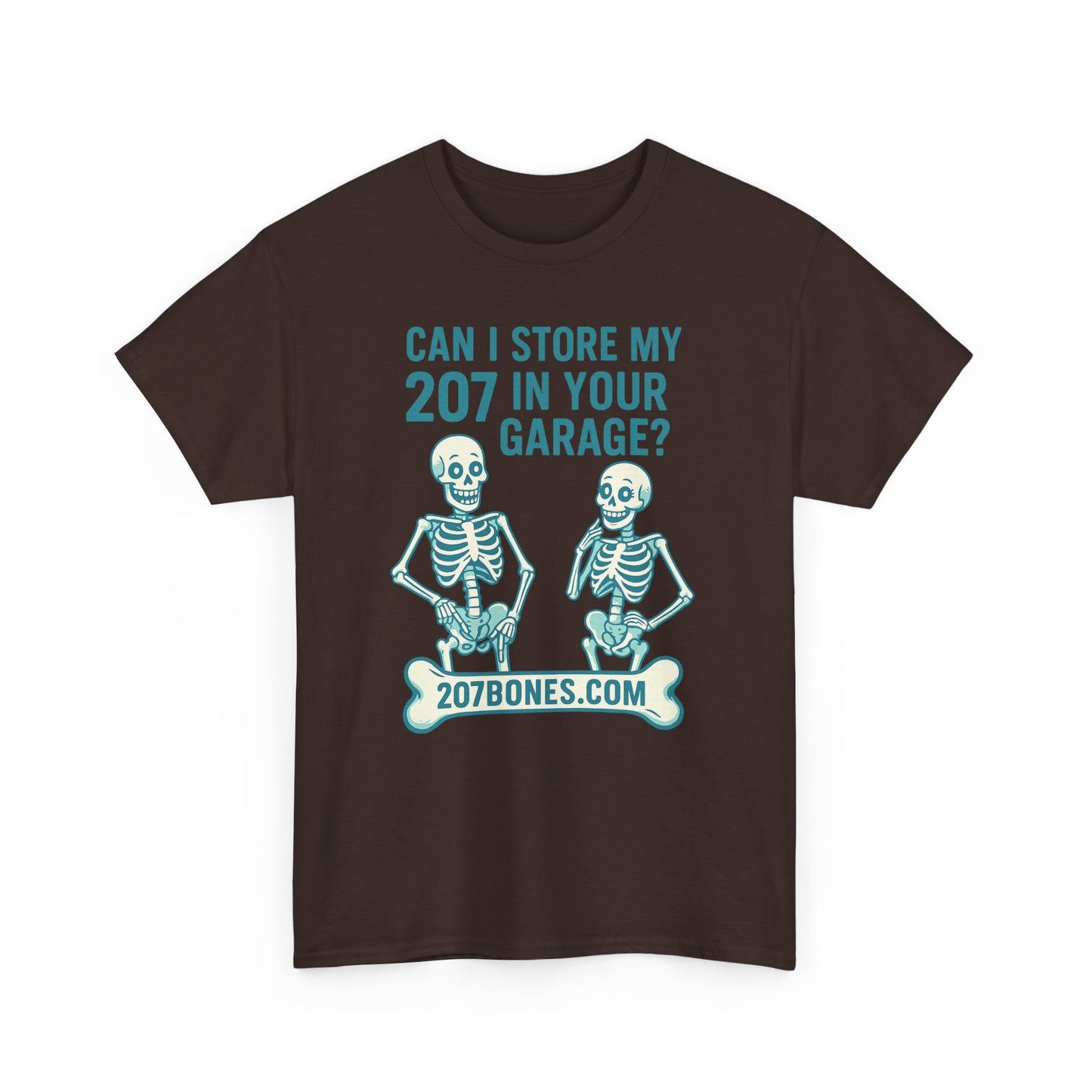 Funny Skeleton Tee, Unisex Heavy Cotton T-Shirt, Humor Shirt, Halloween Costume, Gift for Friends, 207 Bones Garage Design