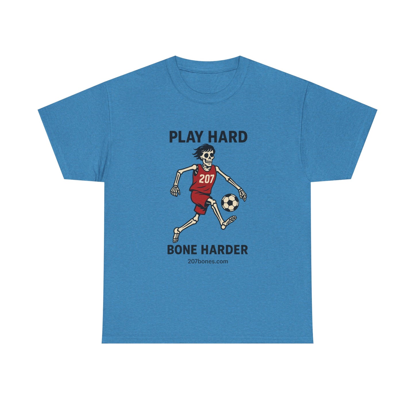Play Hard Bone Harder Unisex Tee, Fun Sports T-Shirt, Casual Athletic Wear, Gift for Soccer Fans, Youth & Adult