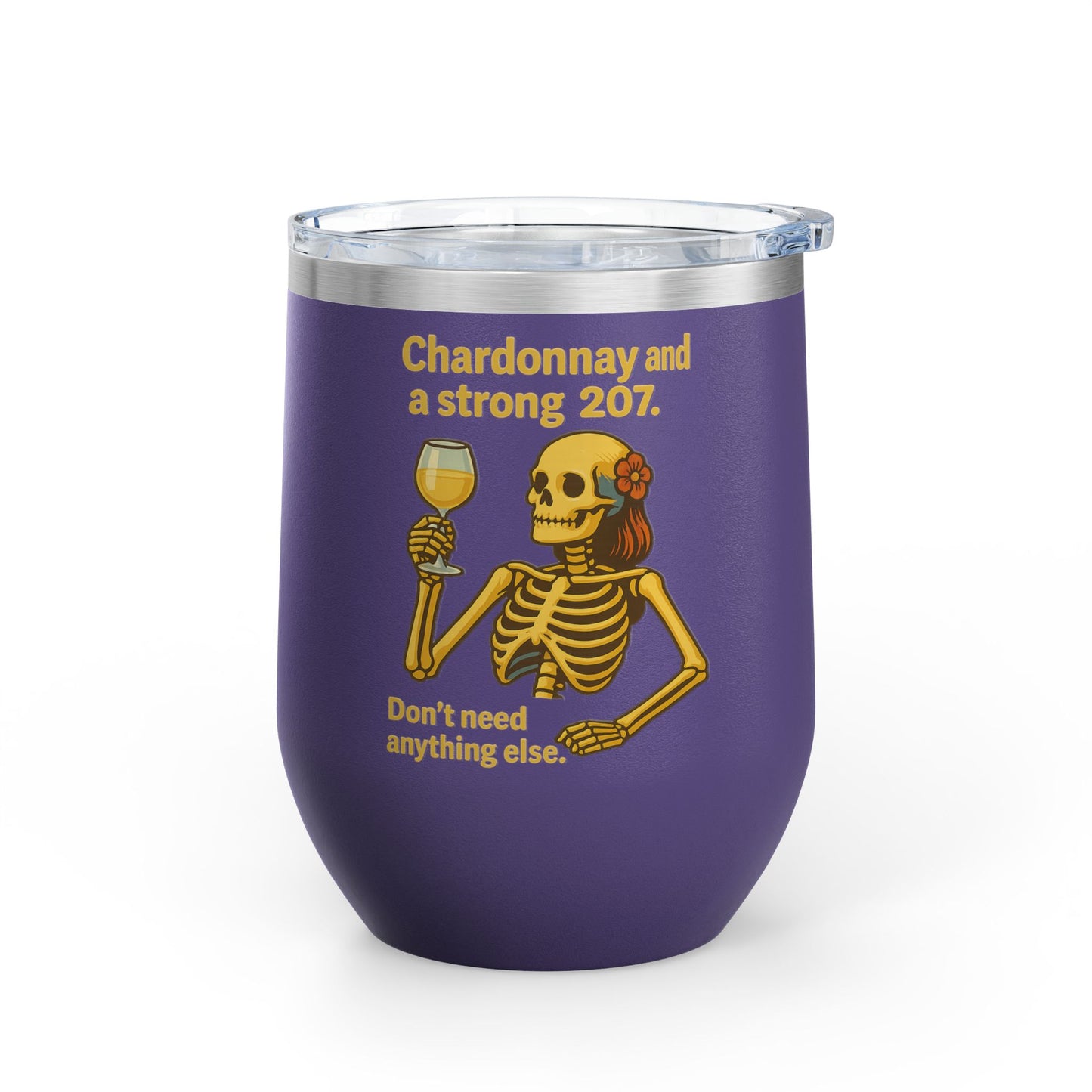 Chardonnay Skeleton Wine Tumbler, Fun Gift for Wine Lovers, Perfect for Parties, Outdoor Events, Drinkware for Celebrations