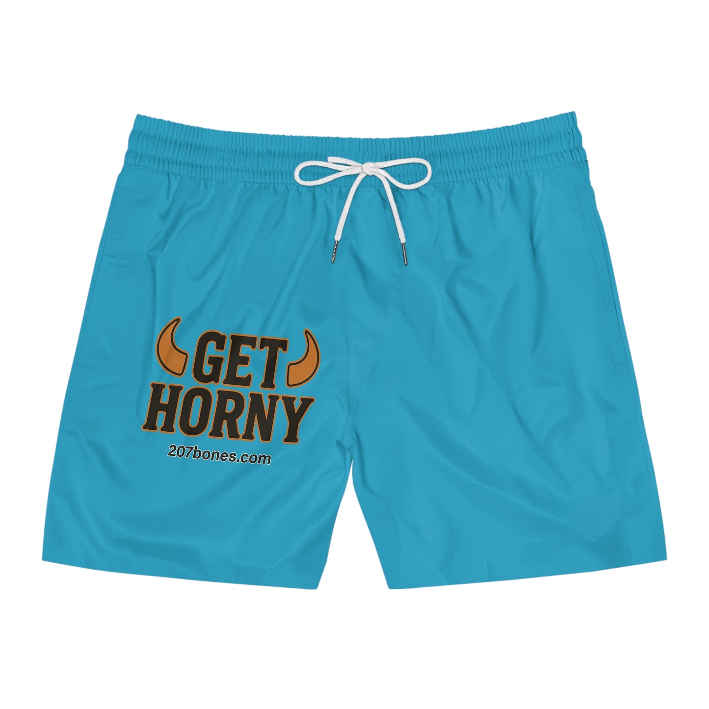 Men's Fun Swim Shorts - Get Horny Design, Beachwear, Summer Essentials, Pool Party Gear, Gifts for Him, Vacation Must-Have