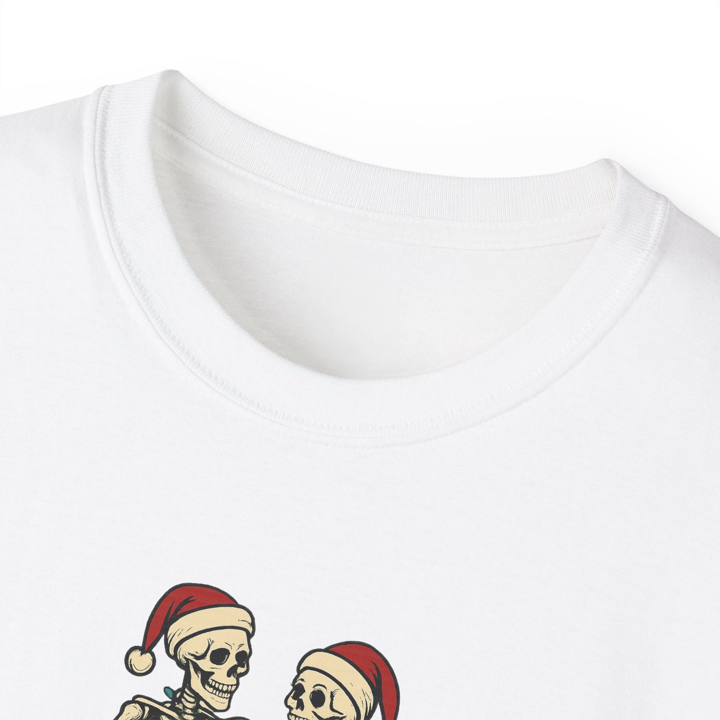 Holiday Skeleton T-Shirt, Funny Christmas Gift, Unisex Tee, Skeleton Lovers Apparel, Party Outfit, Quirky Holiday Top