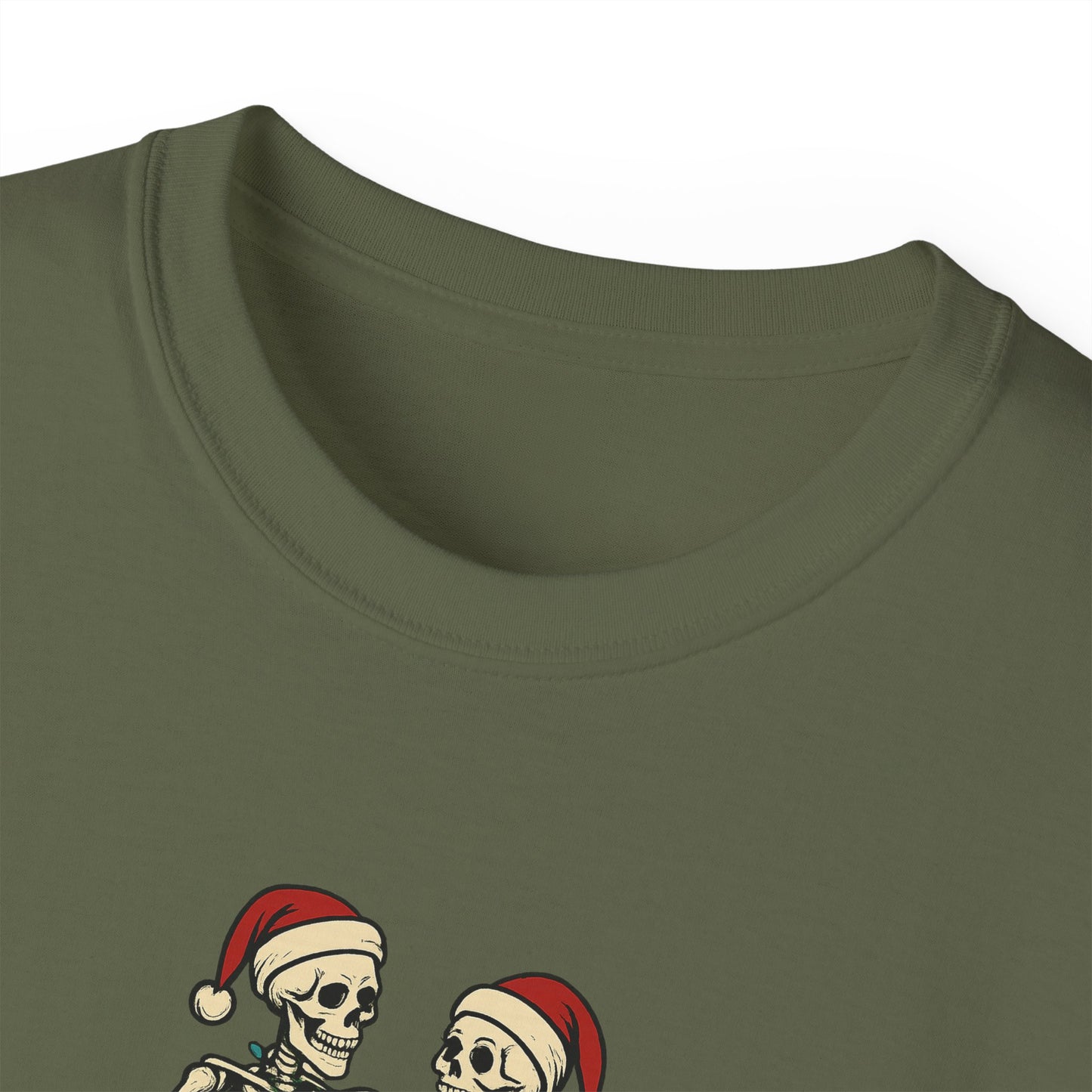 Holiday Skeleton T-Shirt, Funny Christmas Gift, Unisex Tee, Skeleton Lovers Apparel, Party Outfit, Quirky Holiday Top