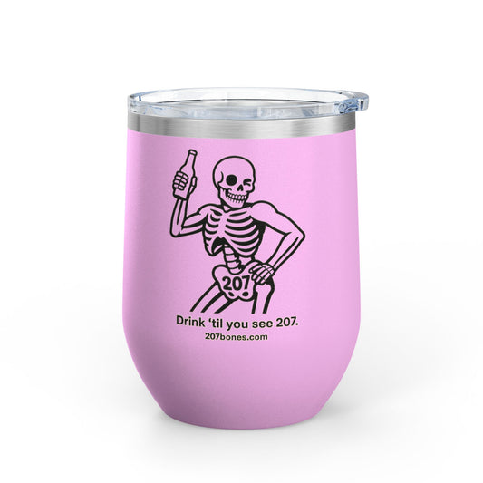 Fun Skeleton Wine Tumbler, 12oz - Drink 'til You See 207 - Perfect for Halloween Parties, Wine Lovers, Gifts for Friends, Unique Drinkware