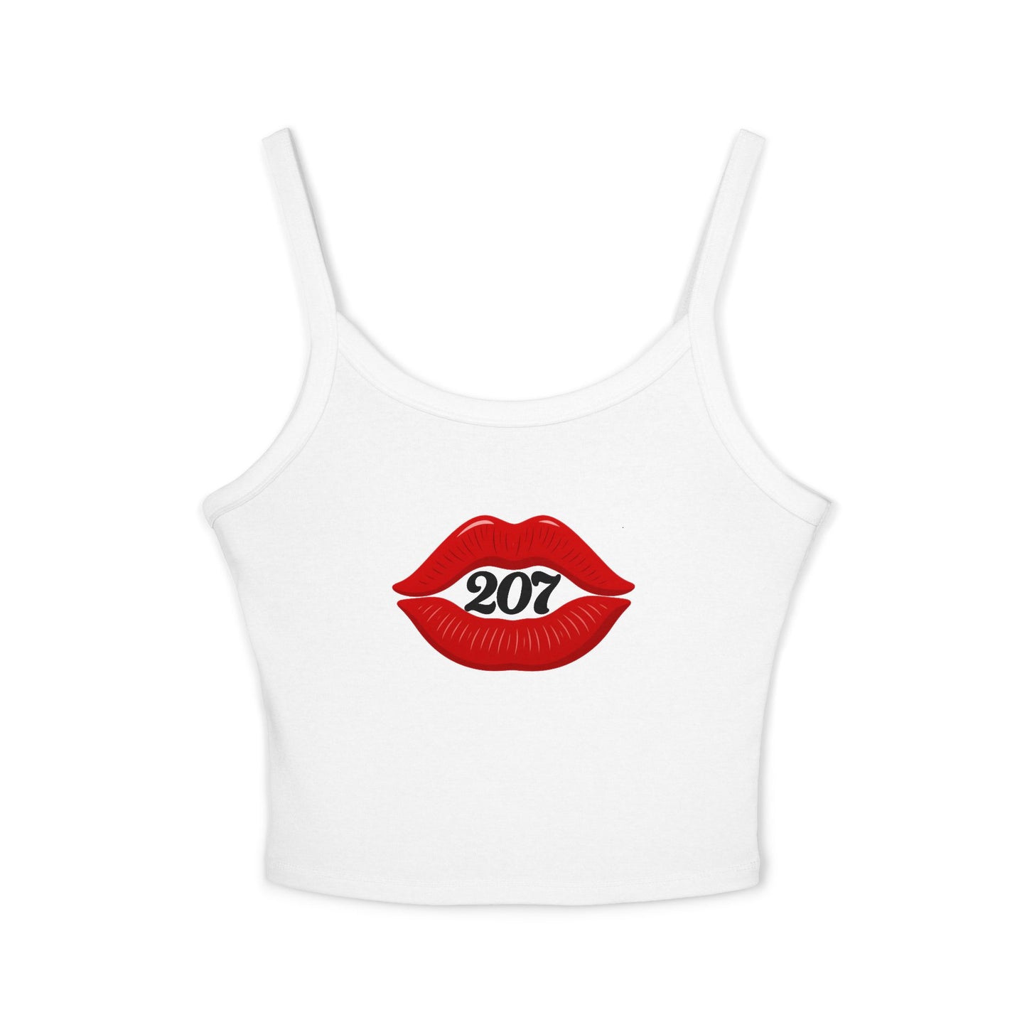 Chic Lip Print Tank Top - Women's Spaghetti Strap Top for Summer, BBQs, Casual Outings, Festivals, Holiday Gatherings, Cute Gift Idea