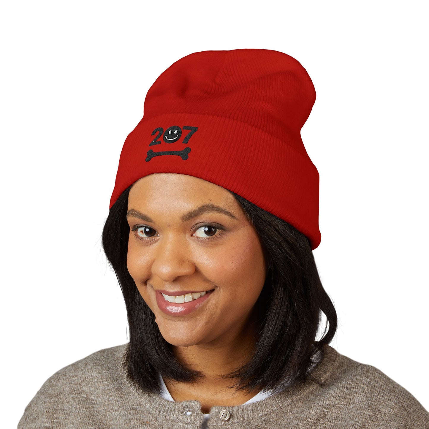 Classic Cuffed Beanie with 207 Embroidery, Trendy Winter Hat, Casual Streetwear Accessory, Unique Gift for Him or Her