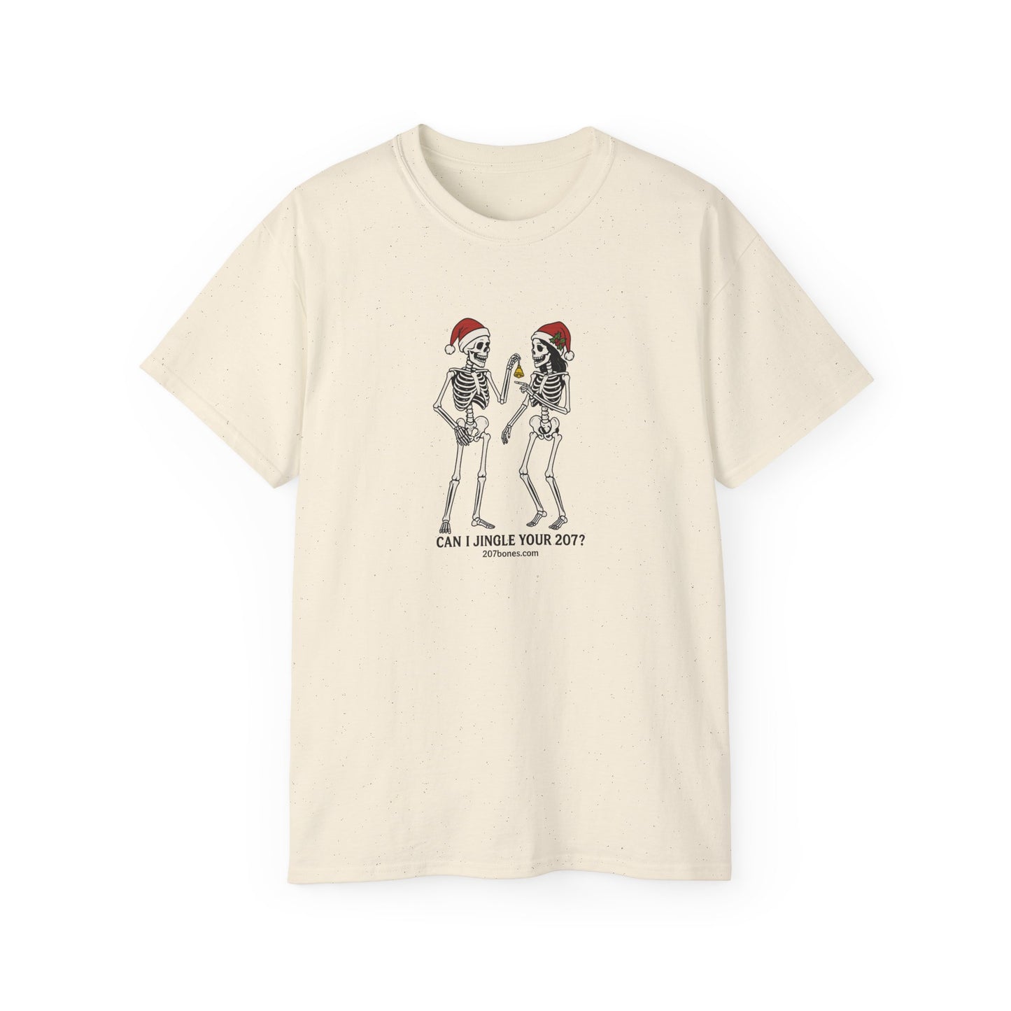 Humorous Skeleton Christmas Tee, Fun Holiday Shirt, Unisex Graphic T-Shirt, Gift for Halloween Lovers, Quirky Party Wear