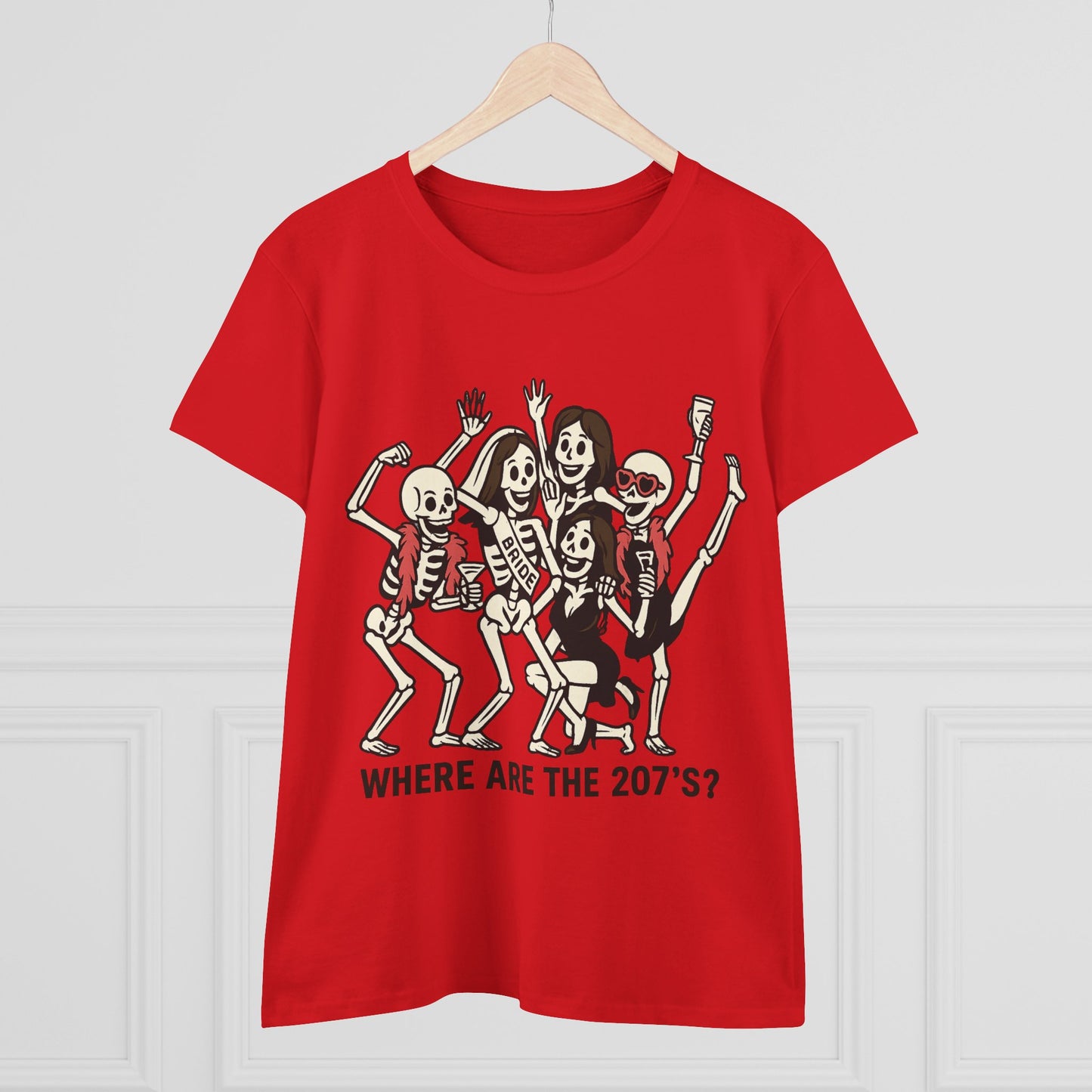 Skeleton Party Women's Tee - Spooky Fun T-Shirt for Halloween, Casual Wear, Gift for Friends, Party Outfit, 207'S Theme