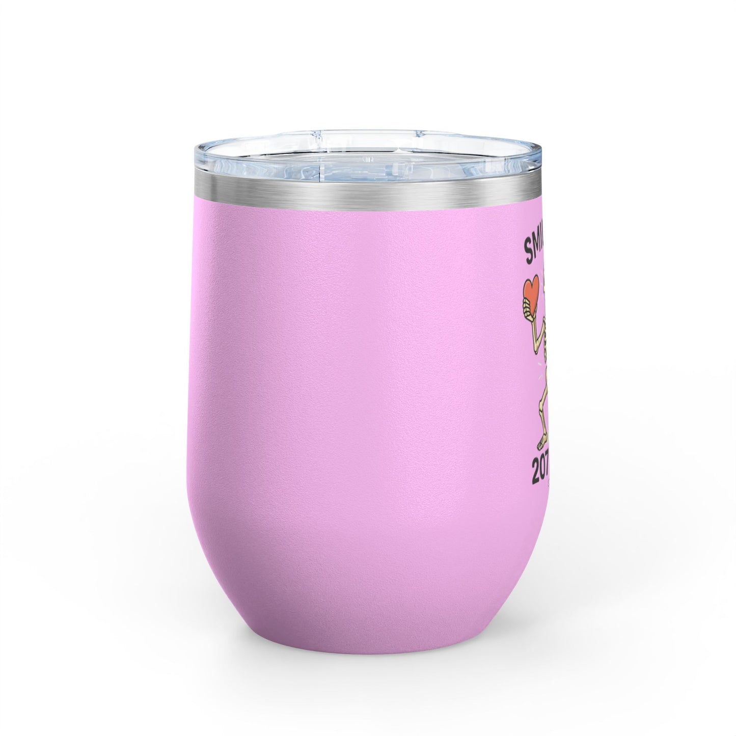 Quirky Wine Tumbler - Smile It's 207 Time, Fun Drinkware, Skeleton Mug, Party Accessory, Gift for Wine Lovers, Halloween Decor