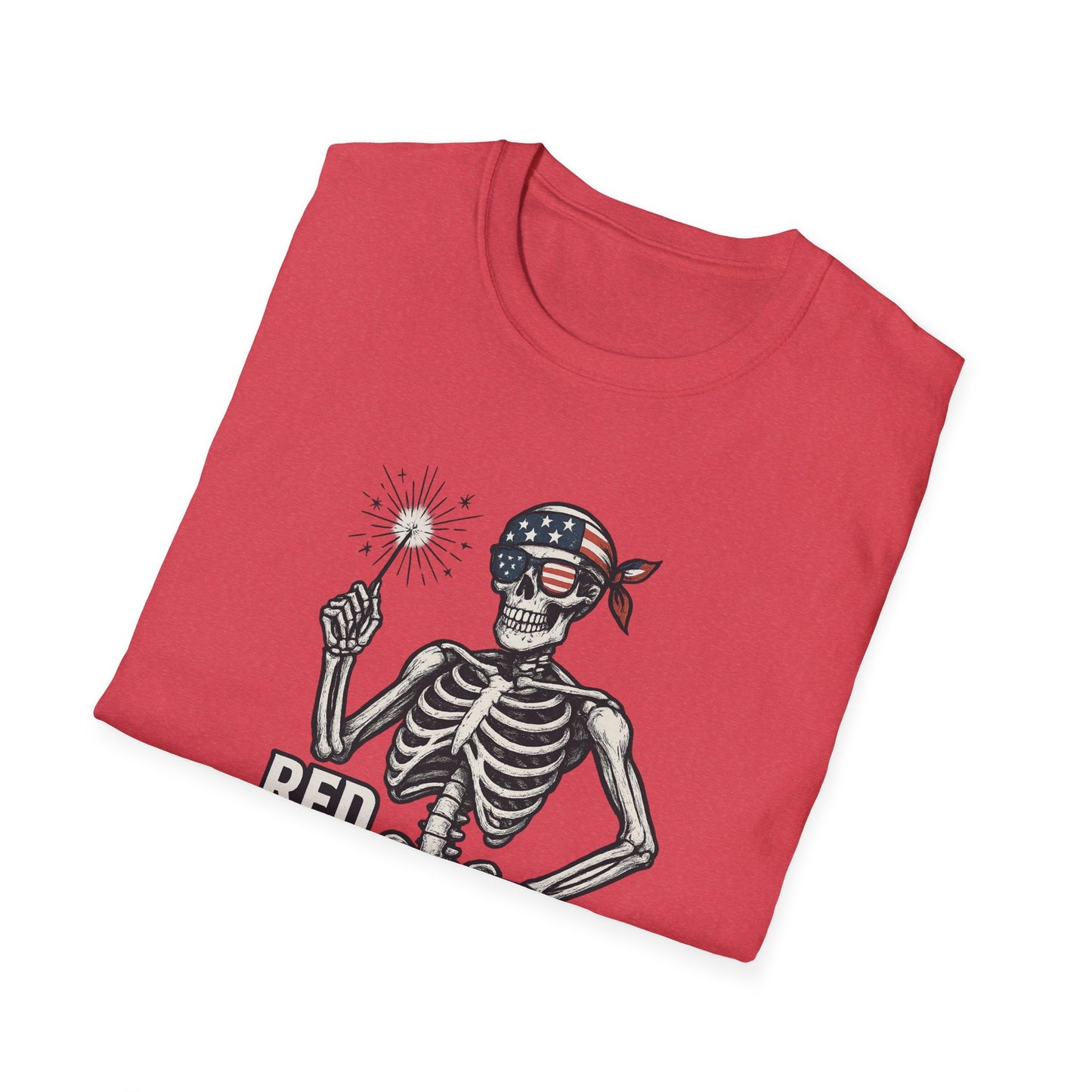 Patriotic Skeleton T-Shirt, Red White and Bone Shirt, Unisex Halloween Tee, Independence Day Gift, Fun Casual Apparel
