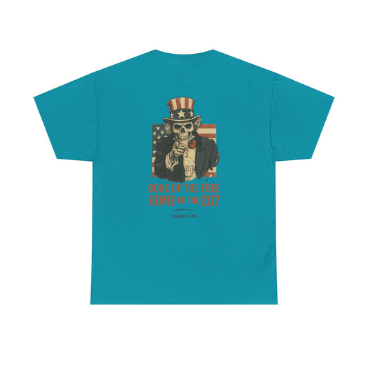 Unisex Heavy Cotton Tee - Bone of the Free, Home of the 207, American Spirit T-Shirt, Patriotic Tee, Casual Wear, Gift for Veterans