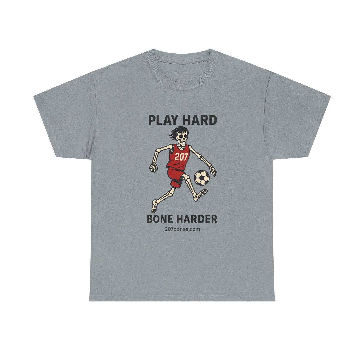 Play Hard Bone Harder Unisex Tee, Fun Sports T-Shirt, Casual Athletic Wear, Gift for Soccer Fans, Youth & Adult