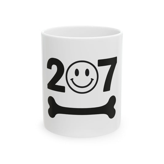 Happy Smiley Dog Bone Ceramic Mug | Fun Pet Owner Gift, Coffee Mug, Personalized Dog Lover Coffee Cup, Cute Gift for Dog Owners, 11oz 15oz