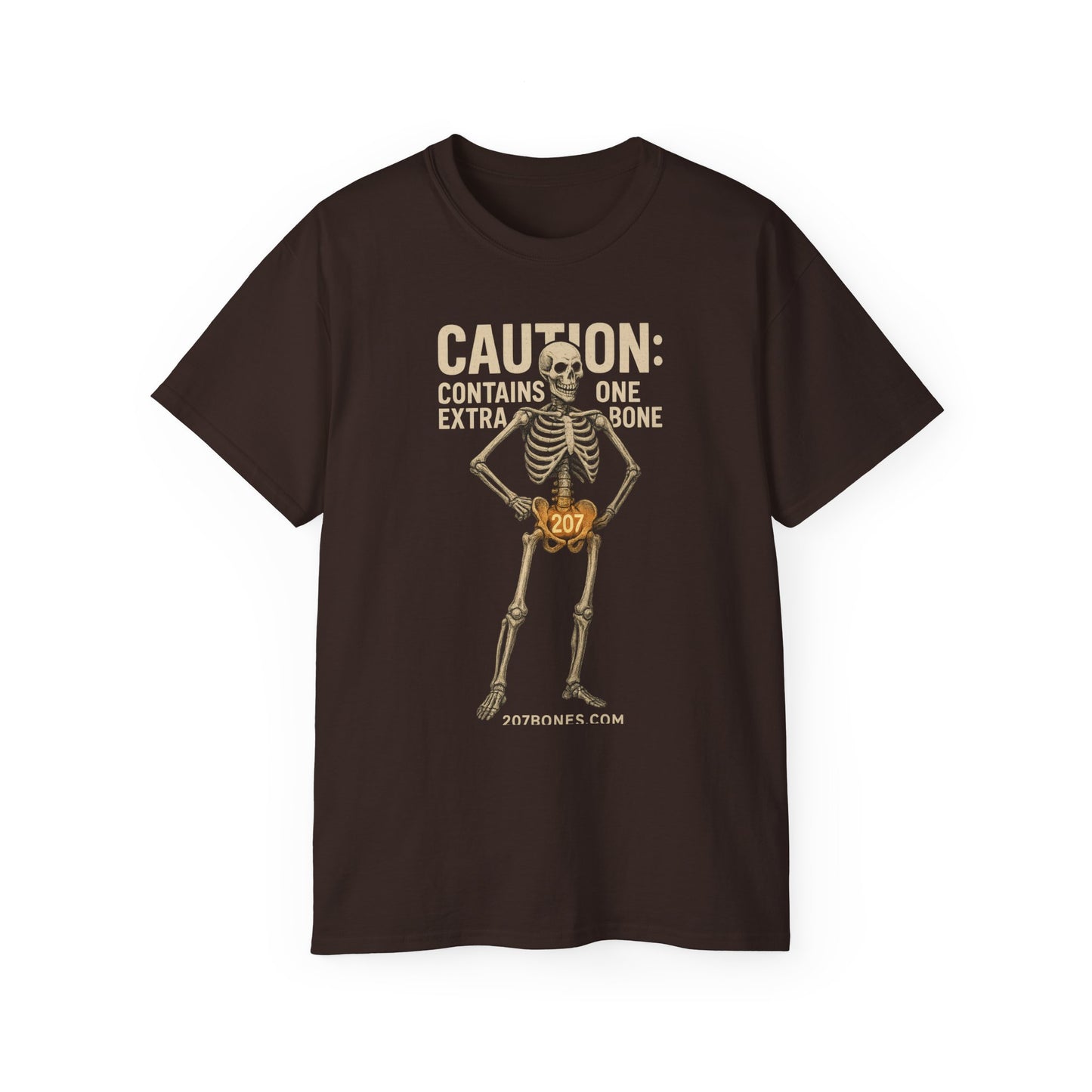 Caution Extra Bone Skeleton Tee, Funny Halloween Shirt, Unisex Spooky T-Shirt, Gift for Bone Lovers, Unique Skull Graphic Tee
