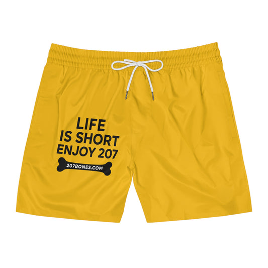 Colorful Tropical Swim Shorts for Men, Beachwear, Summer Fun, Gifts for Dads, Pool Party, Vacation Essentials, Life is Short Enjoy 207