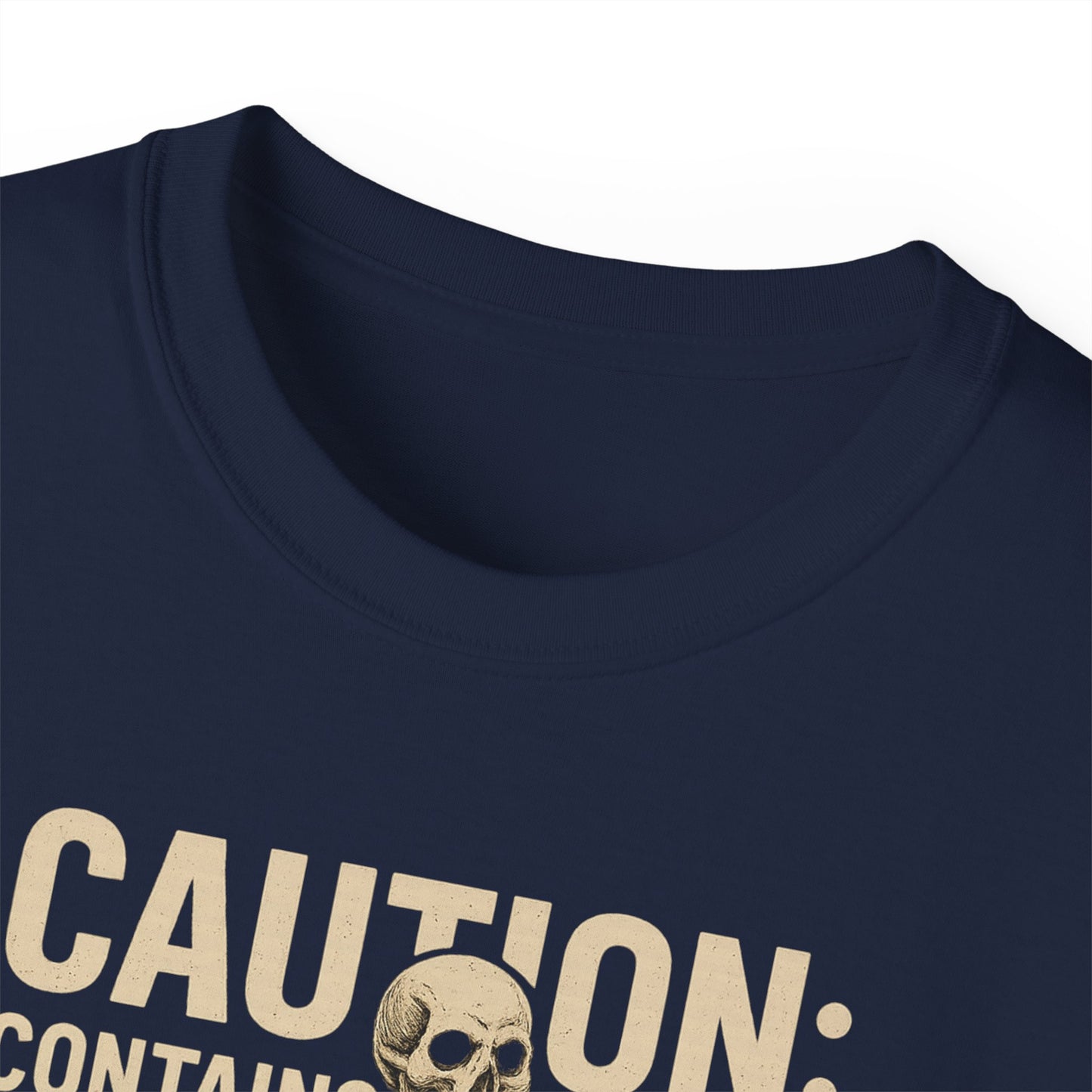 Caution Extra Bone Skeleton Tee, Funny Halloween Shirt, Unisex Spooky T-Shirt, Gift for Bone Lovers, Unique Skull Graphic Tee