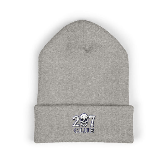 Classic Cuffed Beanie with 207 Skull Club Embroidery, Winter Hat, Gift for Him/Her, Streetwear Accessory, Unisex Beanie